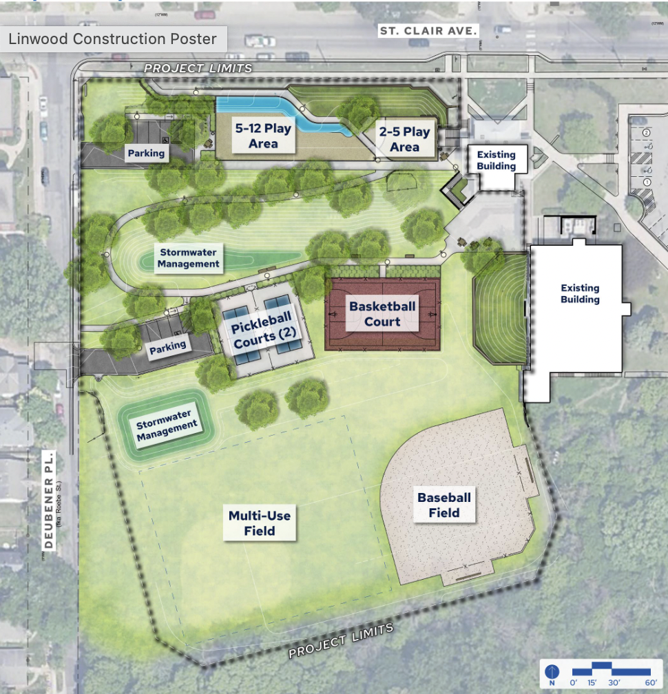 A map of planned park updates, described in body text.