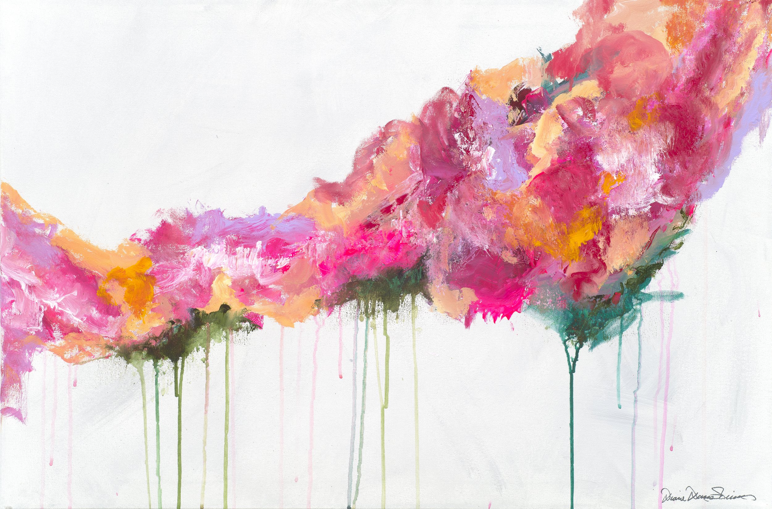 "Whispers of Spring" ©- Acrylic on Canvas (36"x24") painted to Happy Hits on Spotify