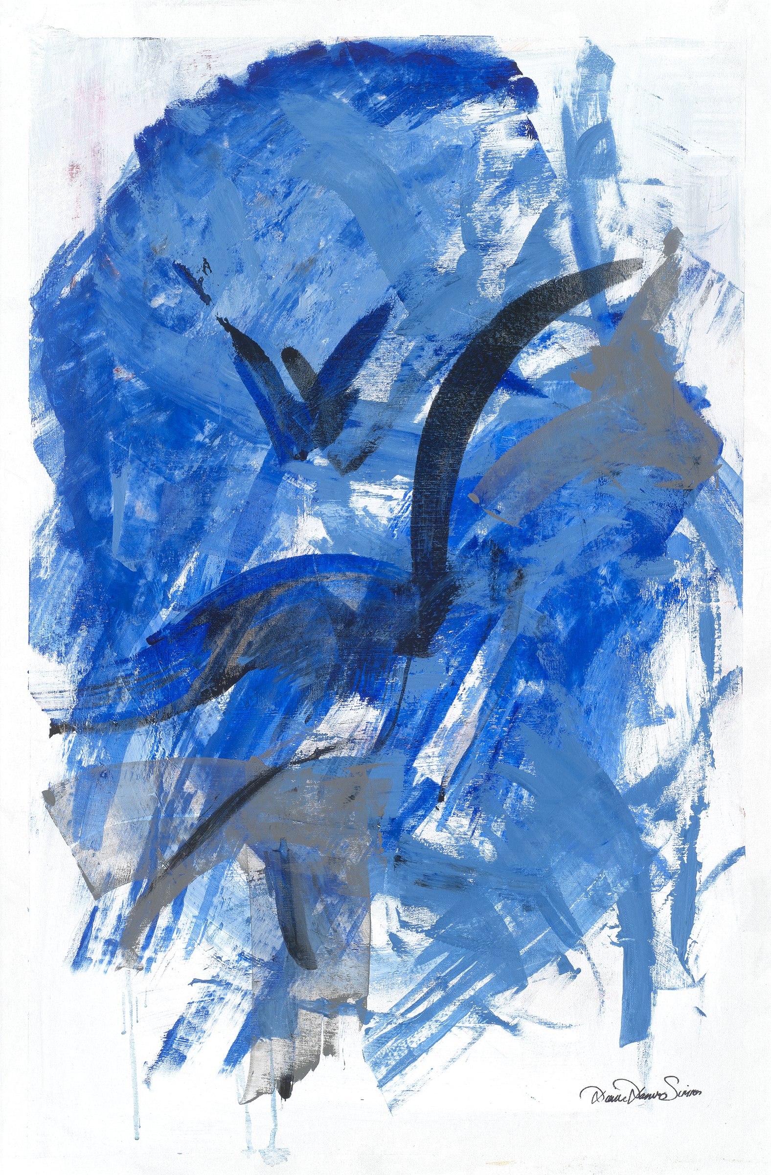 "Soar" ©- Acrylic on Canvas, Framed (24"x37".) Painted in the mountains of Santa Fe , to the music of George Michaels "Freedom".