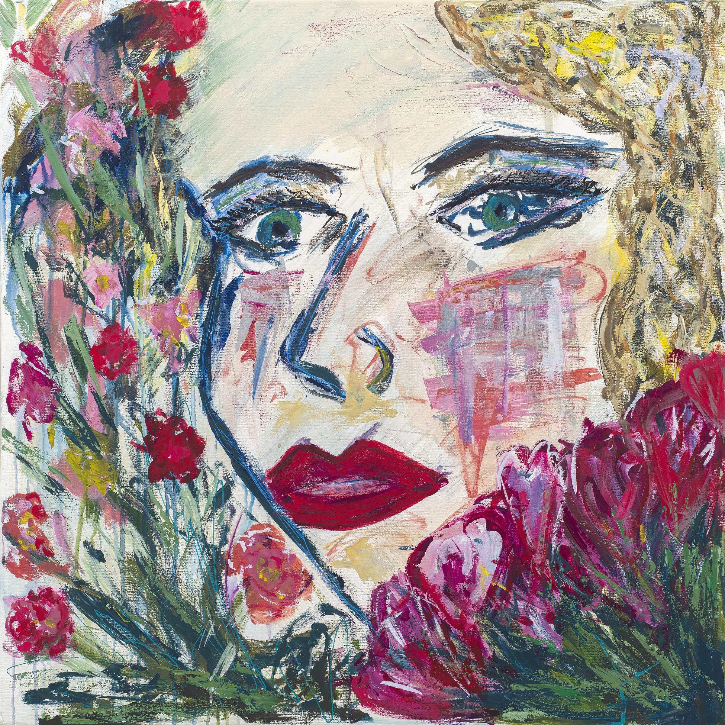"Bloomin Beauty" ©- Acrylic on Canvas ( 36"x 36") inspired by the Met Gala 2024.