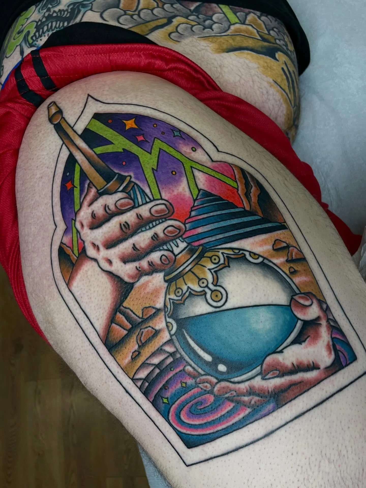 Water of Life for my magical friend Nick. Holy moly, we have completed Nick&rsquo;s entire torso (back, front, sides) with Dune imagery &agrave; la Japanese bodysuit style. Now we&rsquo;ve moved on to his legs and I have really done y&rsquo;all a dis