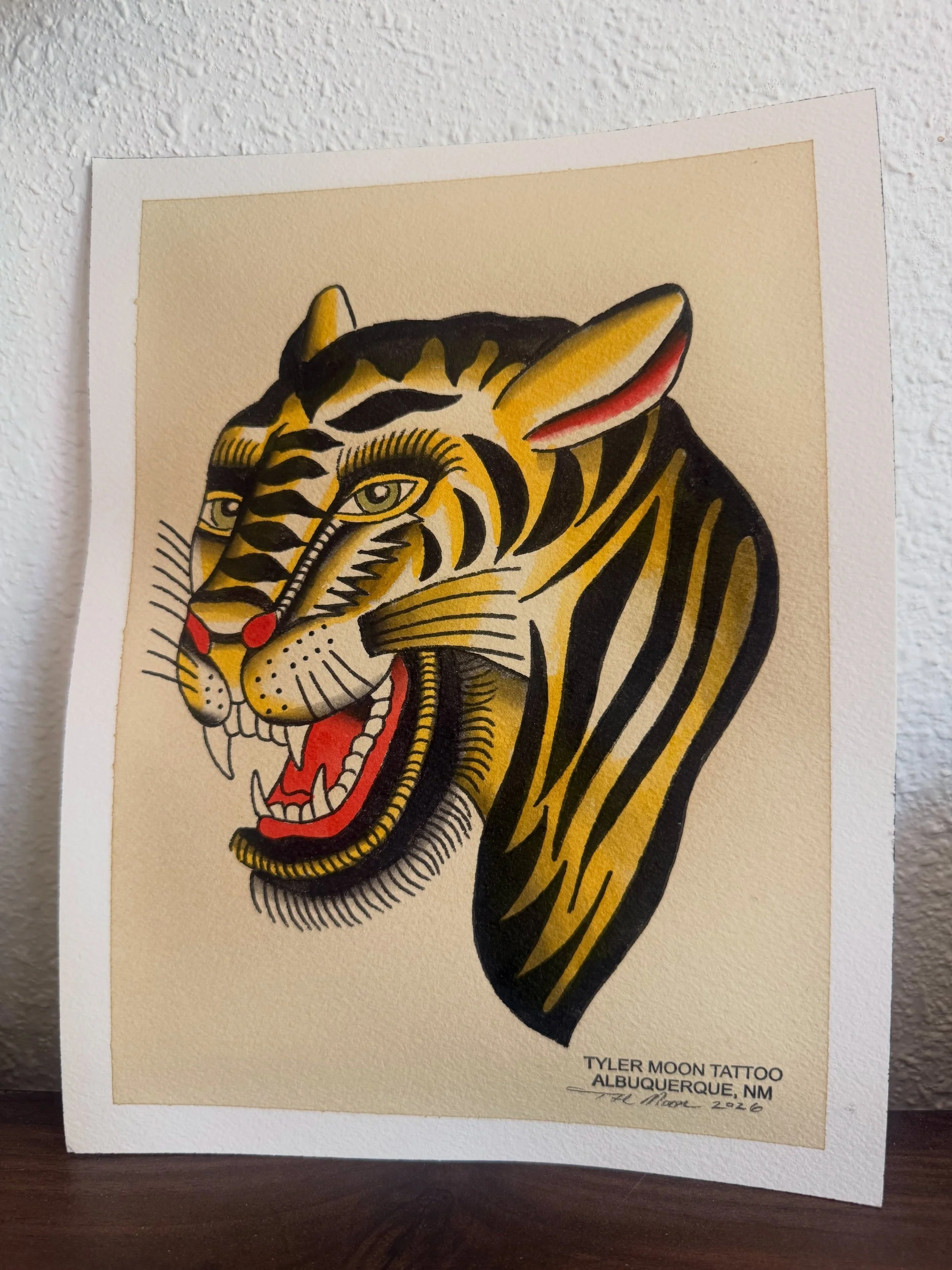 Bert Grimm tiger study. 
Painted at @tigerwraithtattoo 
Albuquerque, NM
In the hot and glorious desert
At 5,326 feet elevation