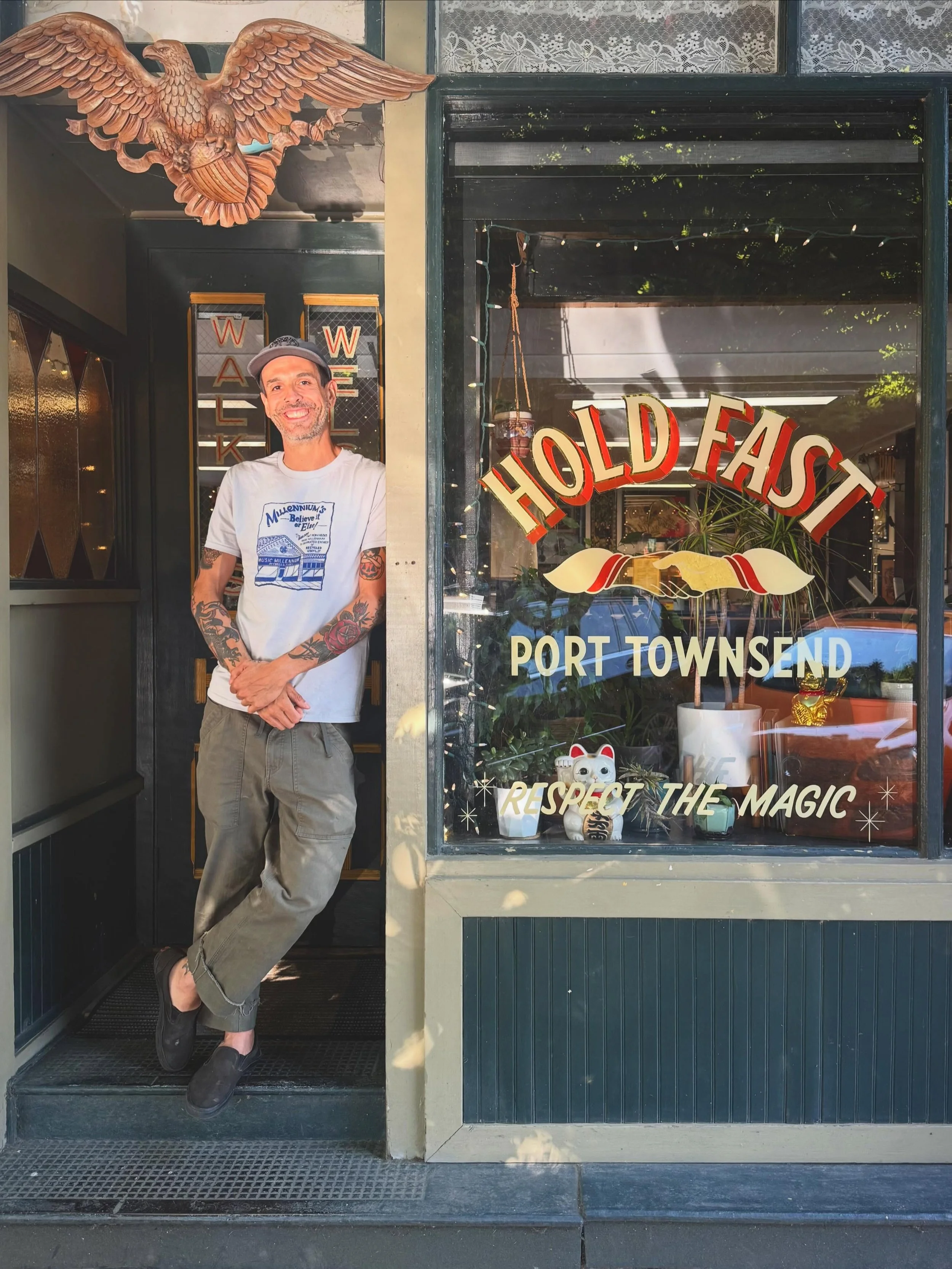 In case you hadn&rsquo;t already heard, @tylermoontattoo will be joining us again at the shop! Tyler has been an integral part of Hold Fast since even before its inception (swipe to see him painting during the buildout of the shop over 4 years ago 🥹