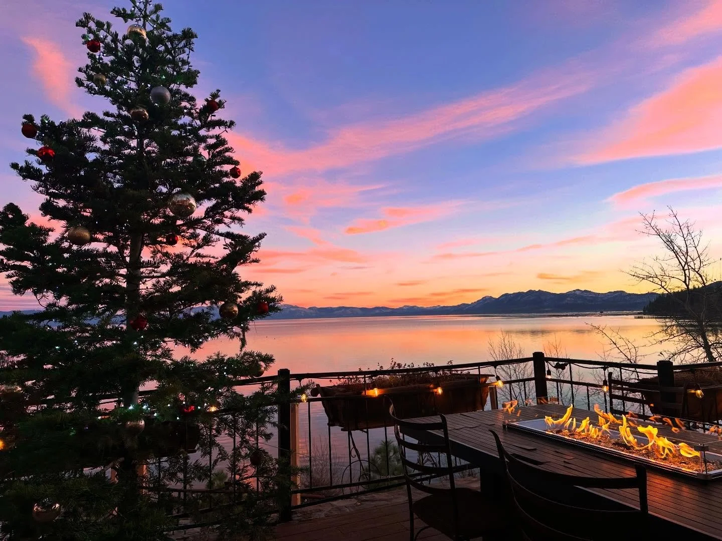 Christy Hill Christmas tree + December Lake Tahoe sunsets