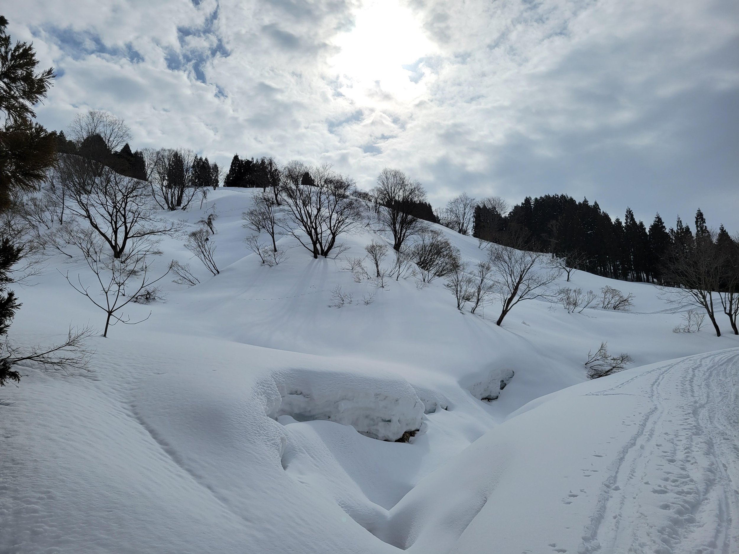 A view of Mt. Shinden covered in snow