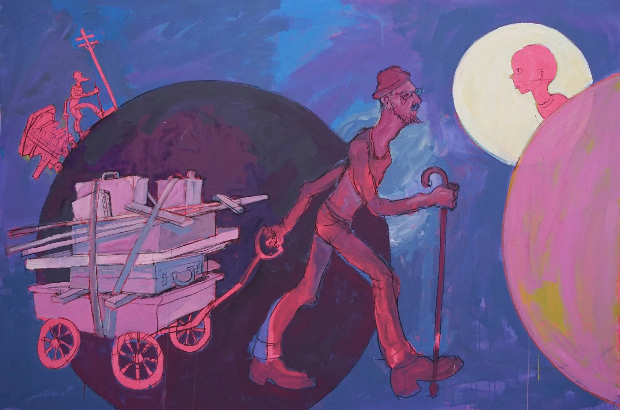 Bardo of Becoming, 2016, oil on canvas, 6 x 9 ft.