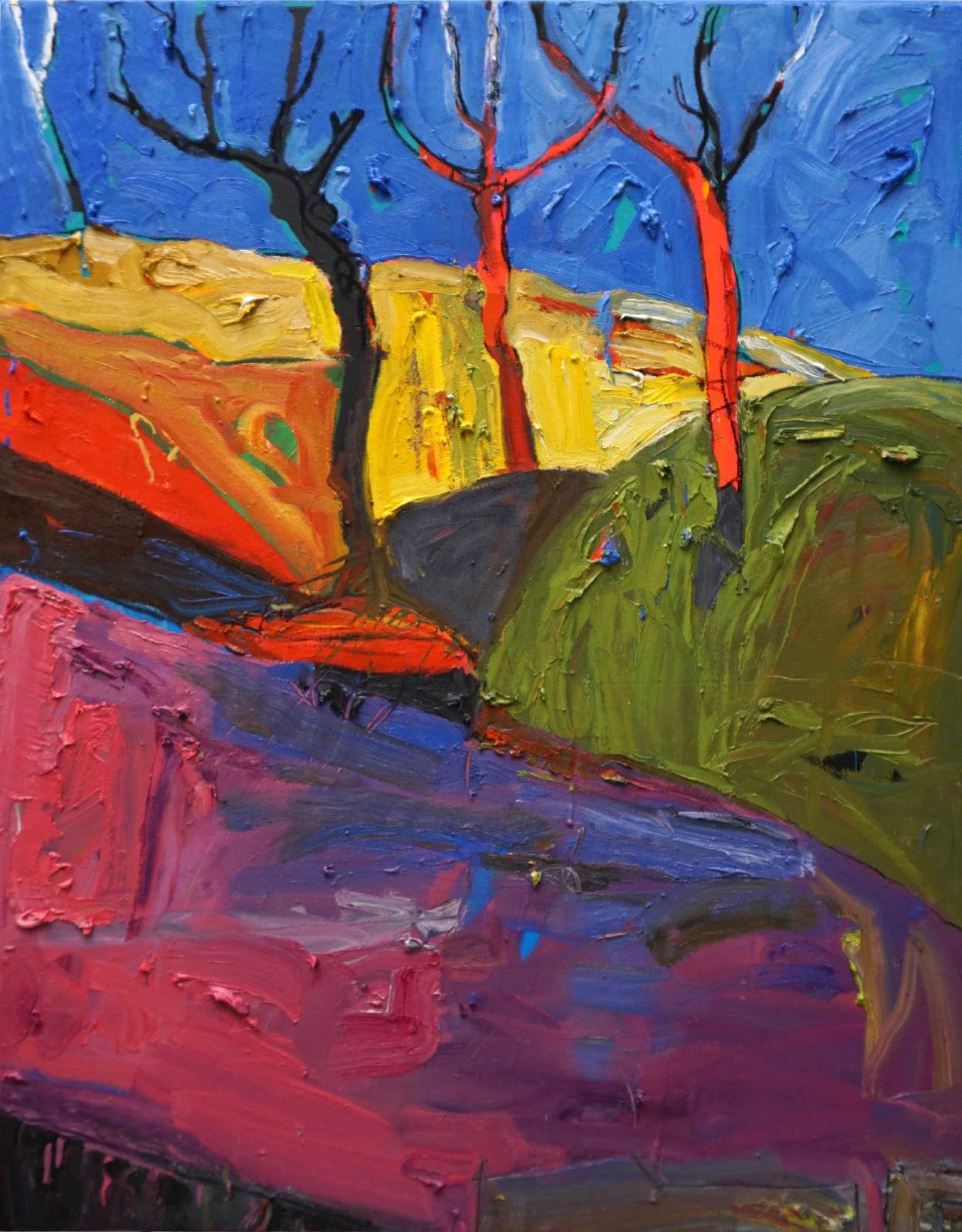 Painter’s Path #2, 2017, oil and charcoal on canvas, 52.5 x 40.