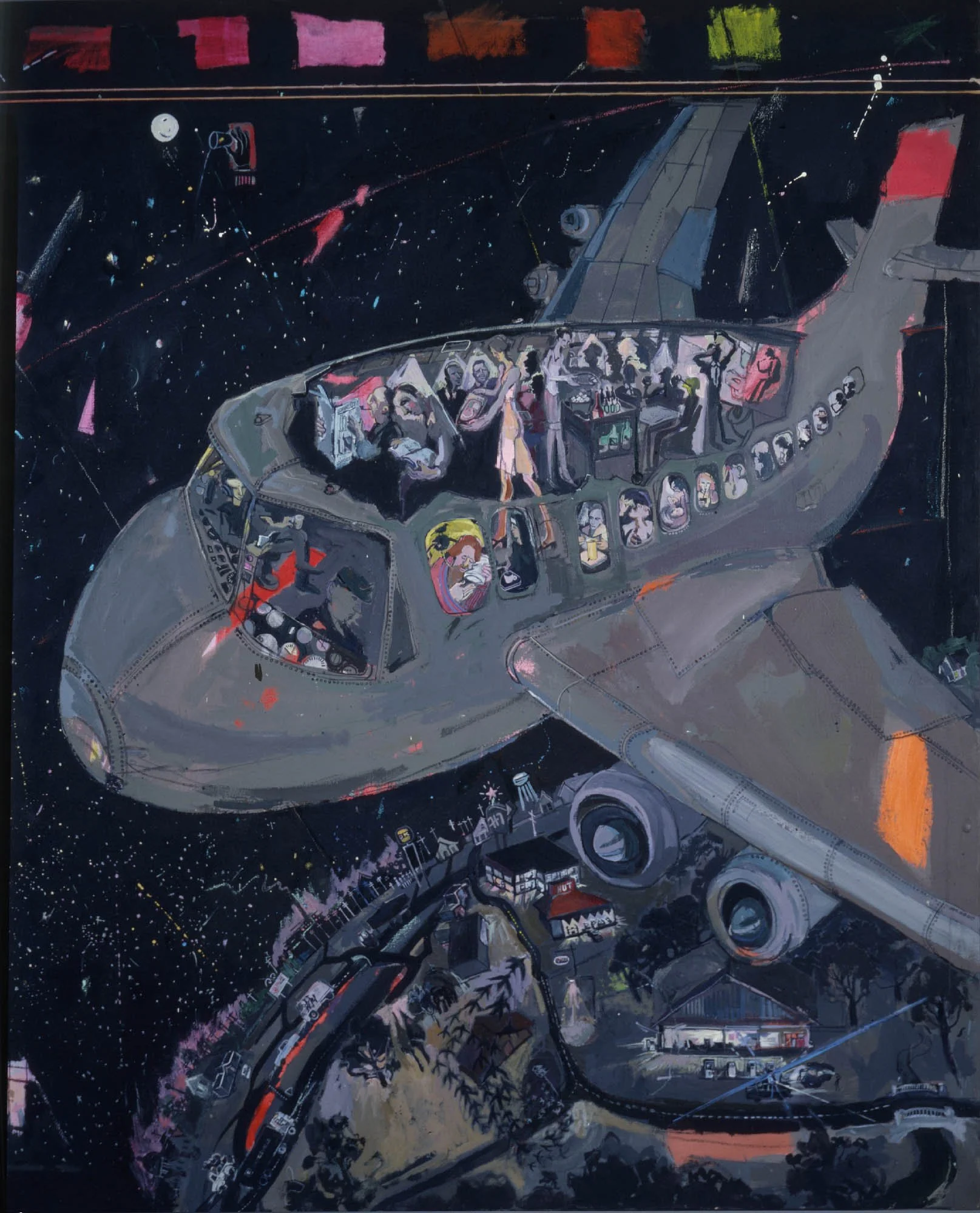 Airbus of Fools, 1981, acrylic on canvas, 48 x 48 in.