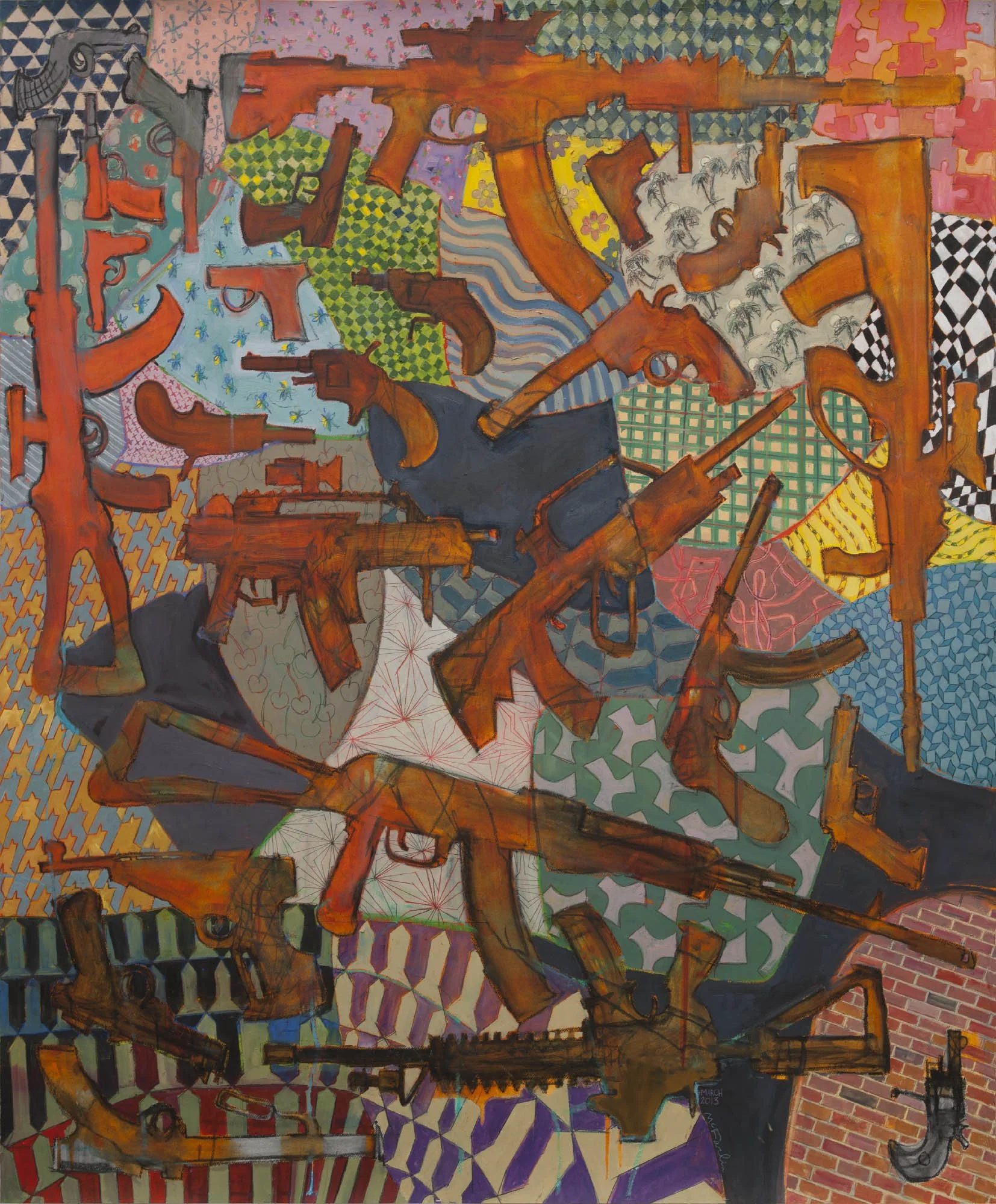 Sleep Tight, 2013, Stabilo and oil on paper, 60.5 x 59 in.