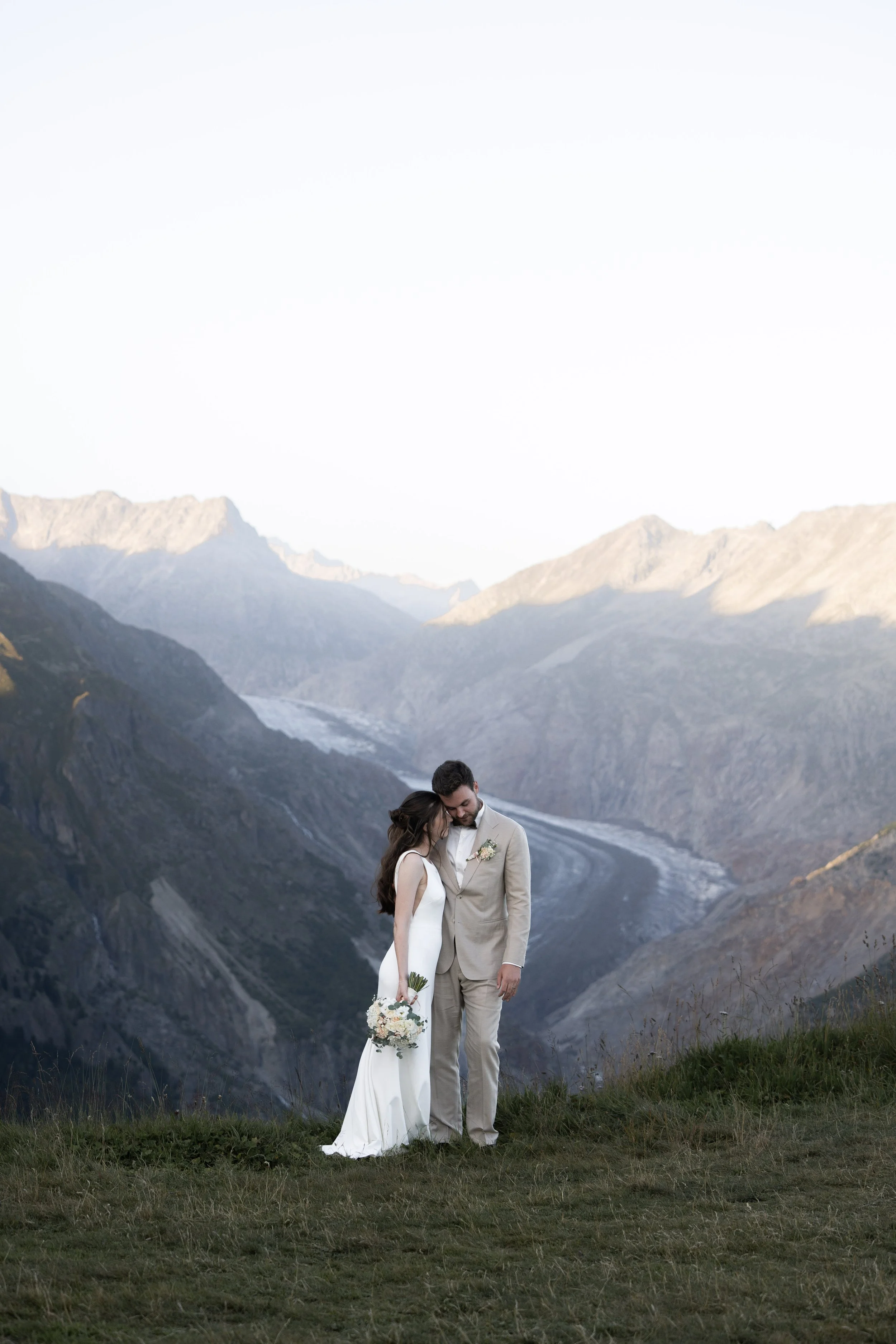 Sonnenuntergang über dem Aletschgletscher, Blick von der Belalp