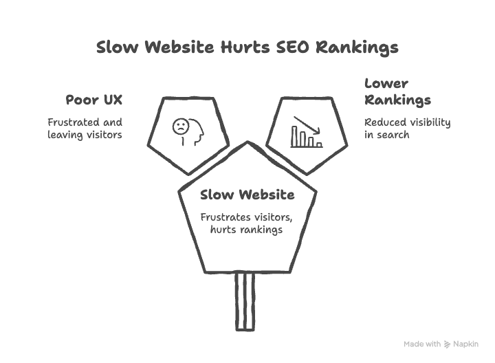 Graph "Slow Website hurts SEO rankings".