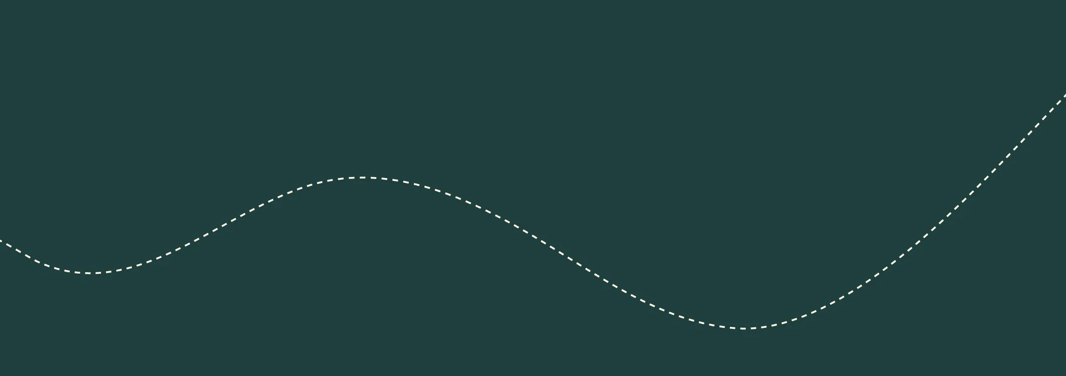 Dark teal background with a white dashed wavy line.