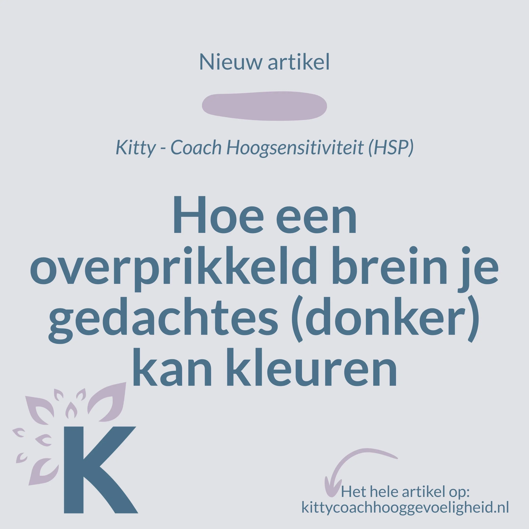 Als jij het niet meer weet
in het donker van je hoofd
ze laten weinig heel
van waar je in gelooft

Je bent niet alleen

Hou me vast - De Dijk

Wist je dat een overprikkeld brein je gedachtes en gevoelens kan kleuren? 

Het kan dan best donker, negati