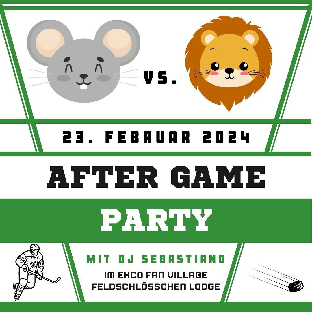 🐭 A F T E R  G A M E  P A R T Y 🦁

Nach dem Heimspiel diesen Freitag, 23. Dezember 2024, m&ouml;chten wir mit euch zusammen im Fan Village anstossen &amp; feiern! 🍻 Lasst uns zur Musik von DJ Sebastiano tanzen!

Wir freuen uns auf euch! &hearts;️
