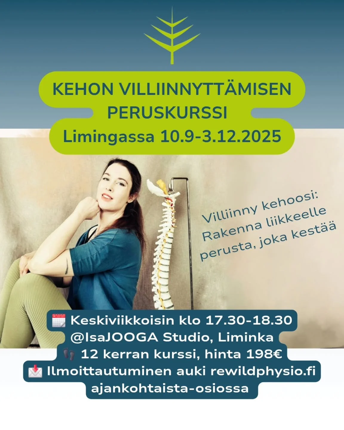 🌿T&auml;m&auml; kurssi on sinulle, jos:

-Koet ett&auml; olet jossakin vaiheessa el&auml;m&auml;&auml;si kadottanut yhteyden kehoosi (muistatko viel&auml; miten lapsena keho ei ollut koskaan jumissa tai hankala?)

-Kehosi tuntuu j&auml;yk&auml;lt&au