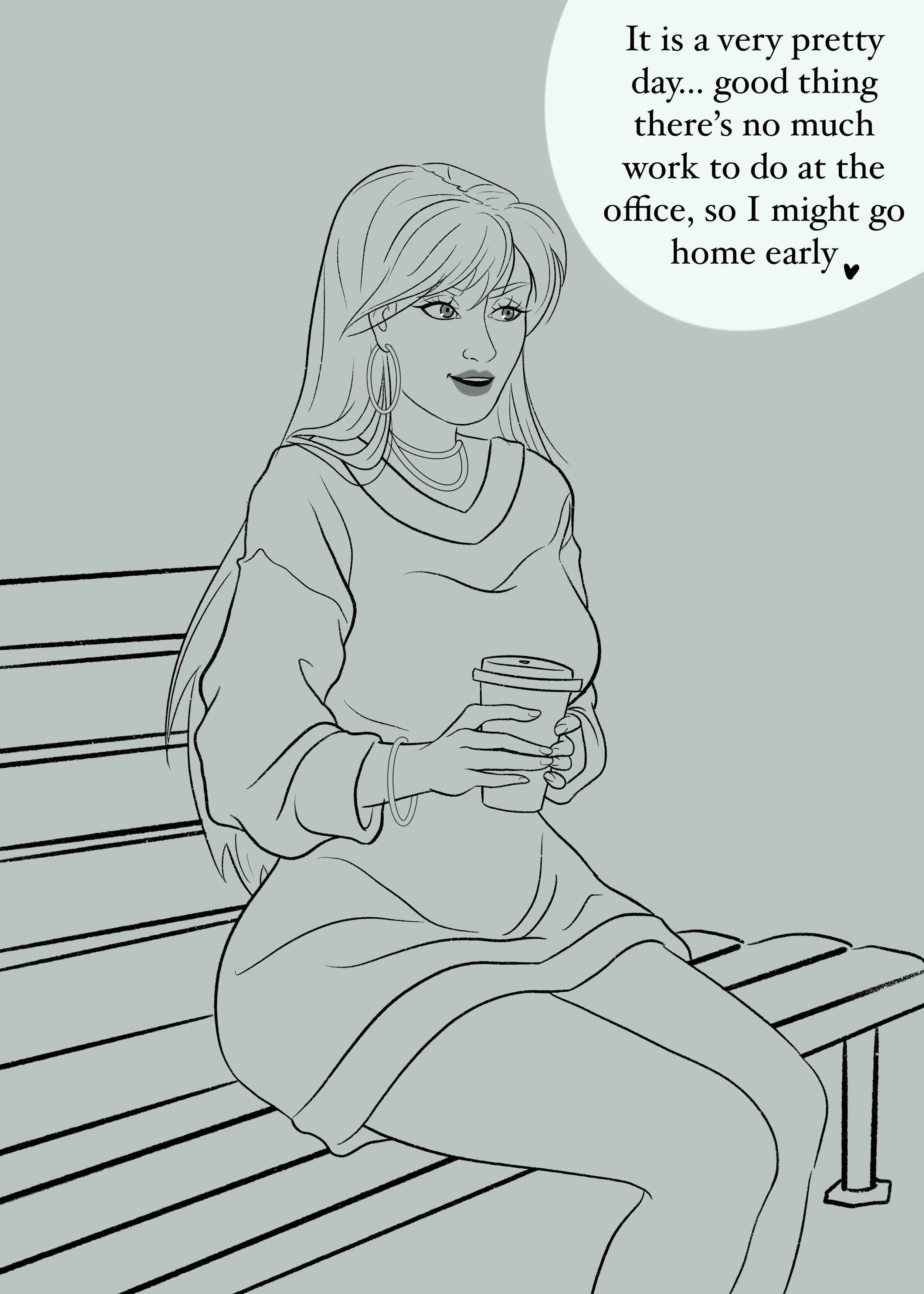 Just Enjoying her coffee, It's the end of the week so no worries!!!