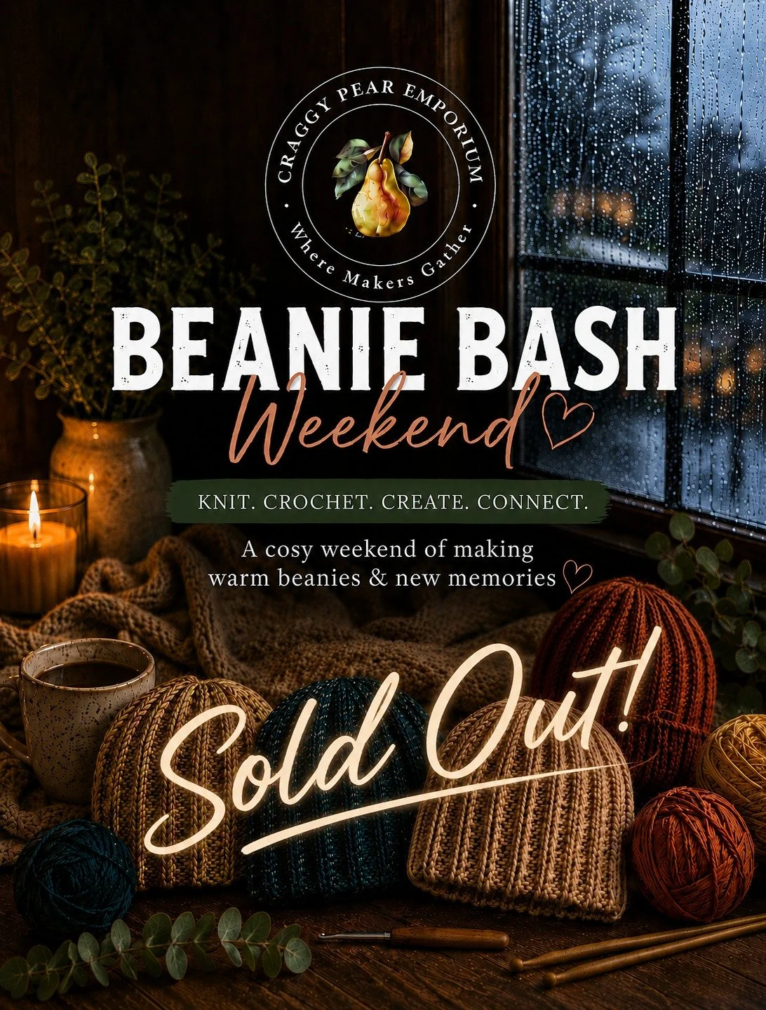 SOLD OUT! 🎉

Wow... the response to our Beanie Bash Weekend has been incredible.

Every spot has been snapped up and we can't wait to spend a cosy winter weekend together in July.

If you've secured a place, pop the dates in your calendar and get re