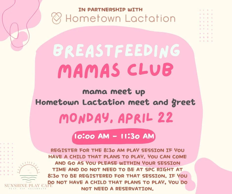 Join us Monday, April 22 for the next 
🌸SPC Breastfeeding Mamas Club🌸

🩷 Mama meet up- if you are breastfeeding, have breastfed, thinking about breastfeeding, need support, just want to make more mama friends, interested in learning more about Hom