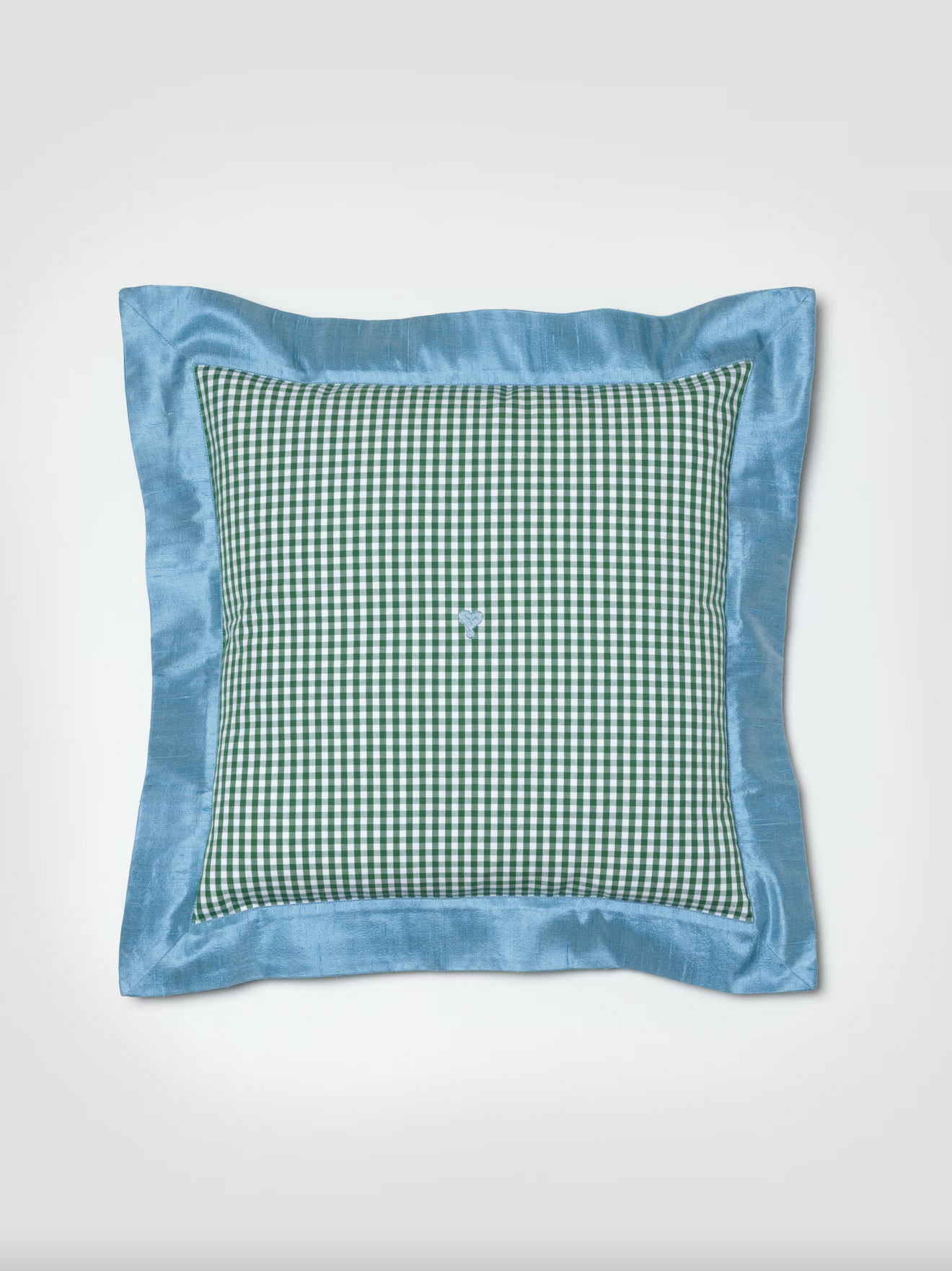 enSoie – Mila pillow cover 45 – Cotton Vichy Linden Green, Blue, Doupion frame