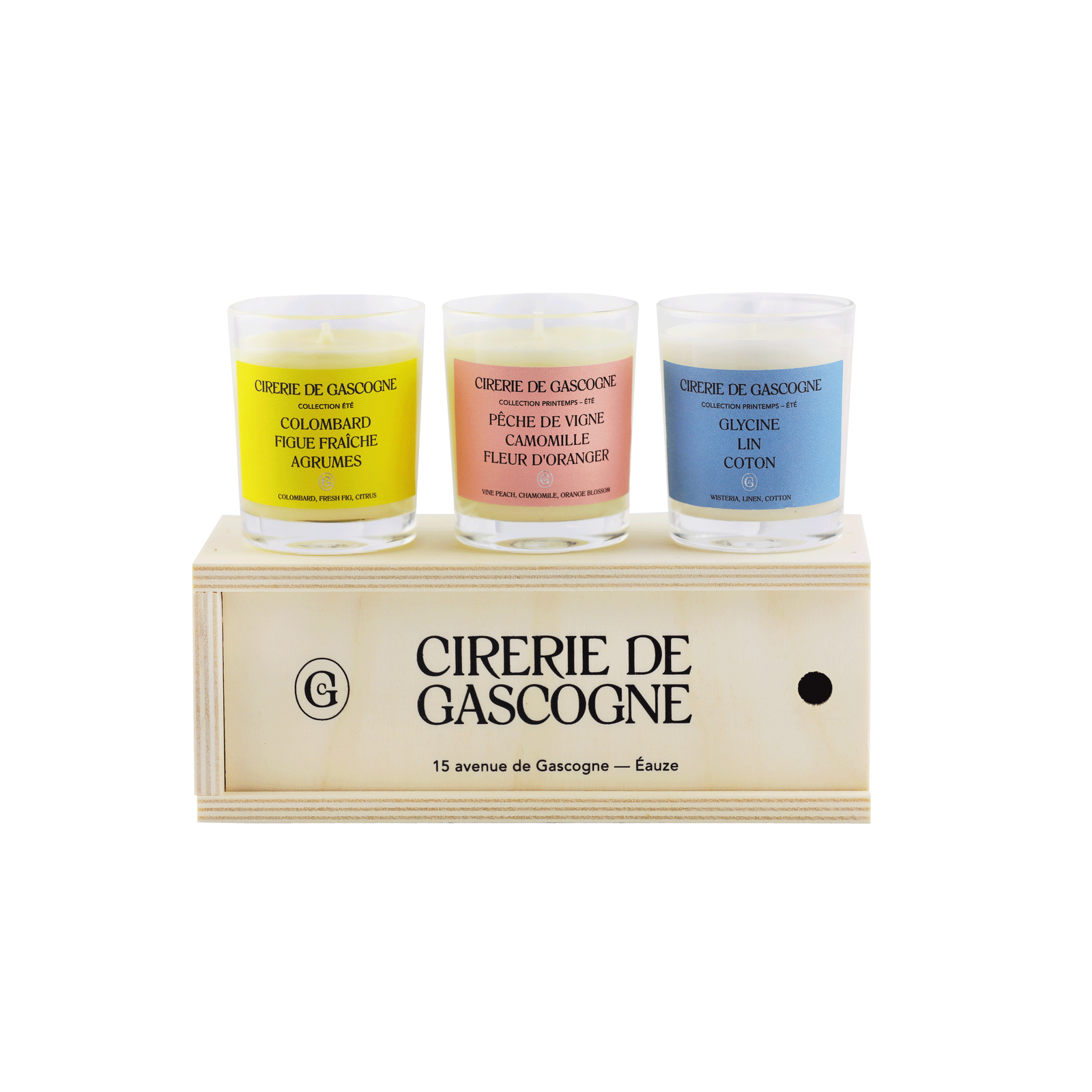 Cirerie de Gascogne – Coffret Bois 3 Bougies Parfumées Collection