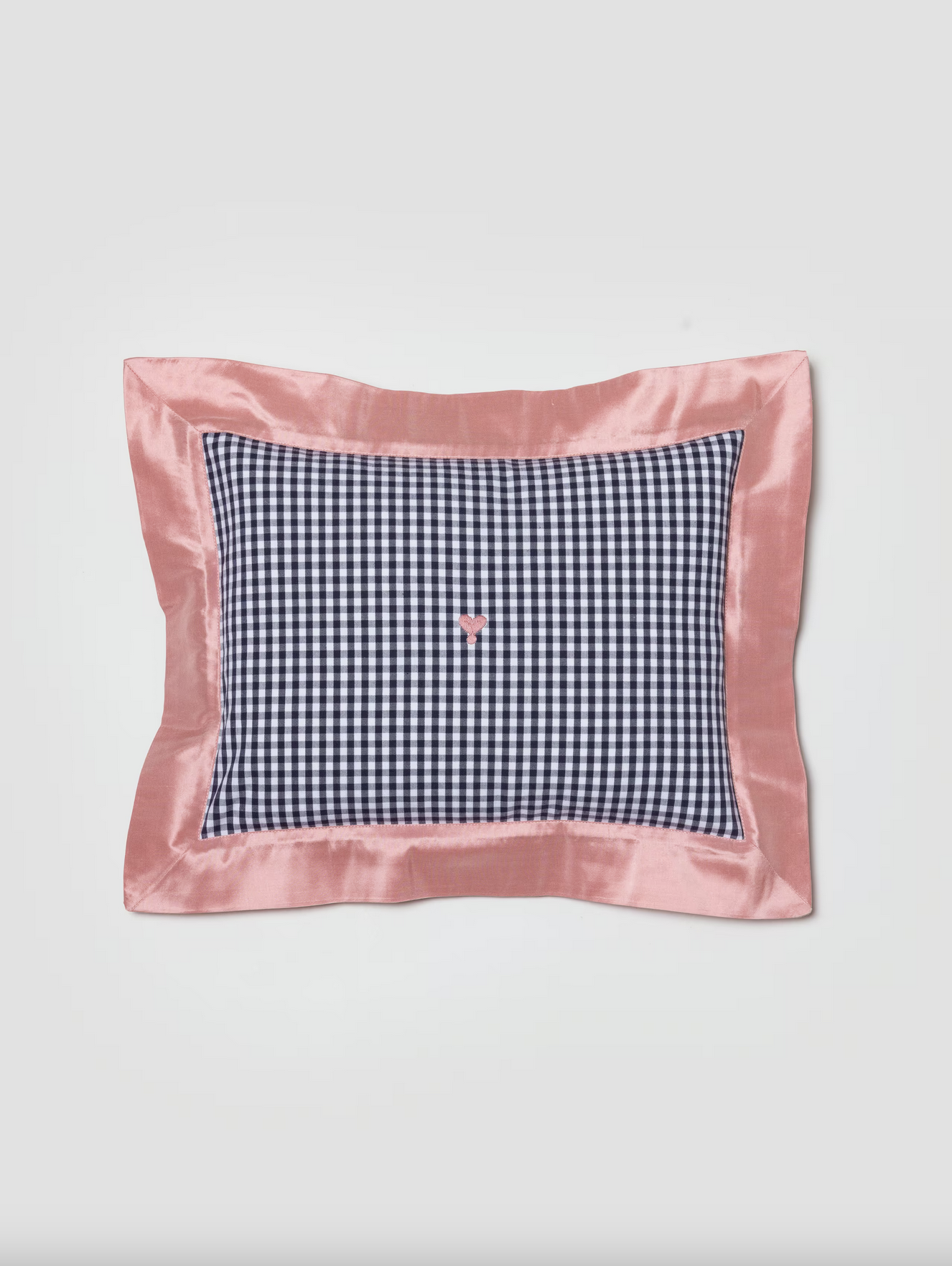 enSoie – Milo pillow cover 30 – Cotton Vichy Zurich Navy, Rose, Doupion frame