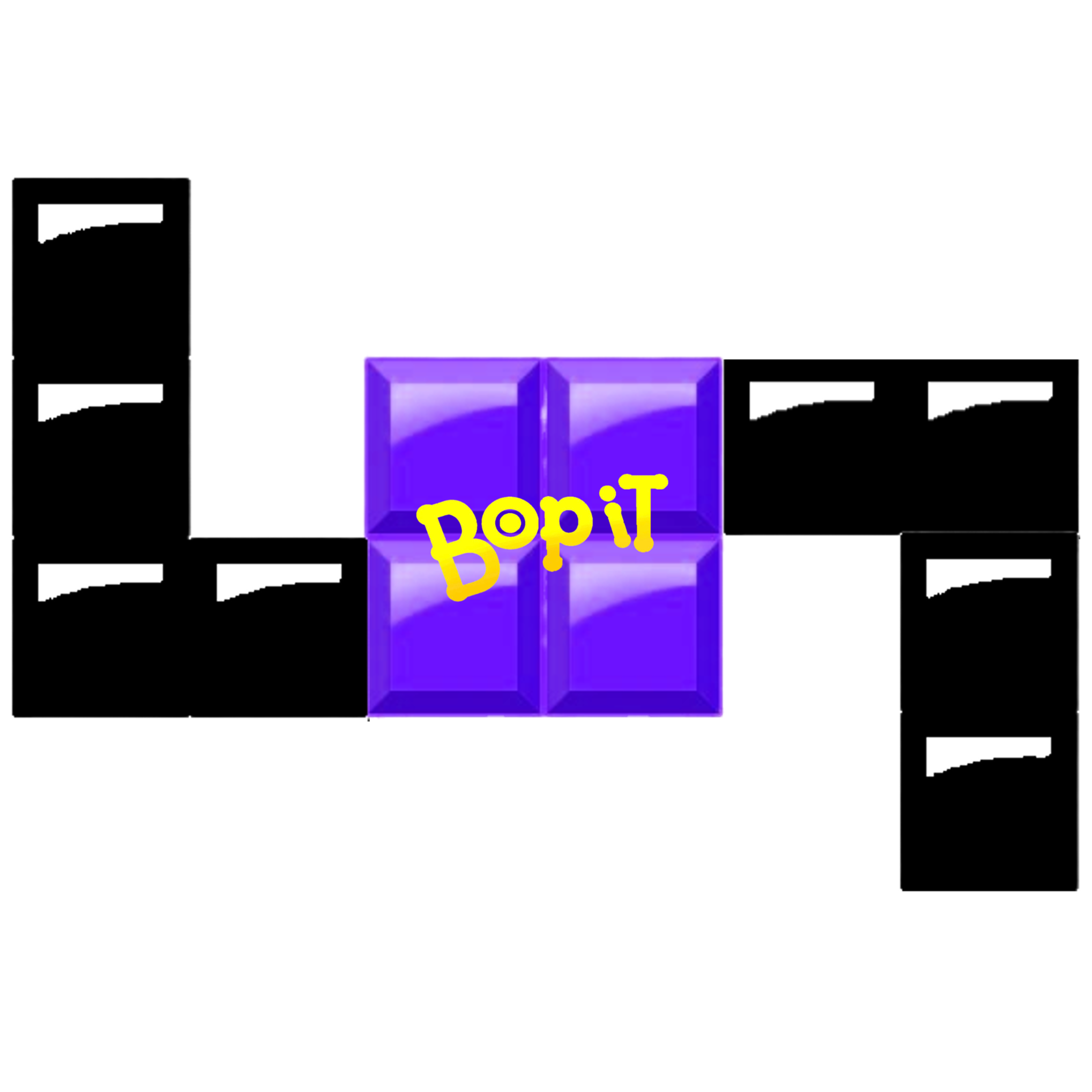 The game of Bop It Tetris controlled with a World's Smallest Bop It Extreme.