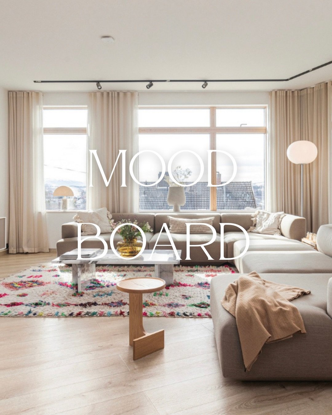 In mood for a moodboard - livingroom edition✨☕️ Lyst, luftig, skandinavisk, eik, brunt &amp; bl&aring;tt, pluss at det ogs&aring; frister med noe burgunder her og der🤍

Elsker &aring; lage moodboards!

Bilder er l&aring;nt fra produsentene selv og P