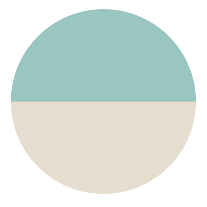 A circle divided into two equal halves, with the top half in light blue and the bottom half in beige.