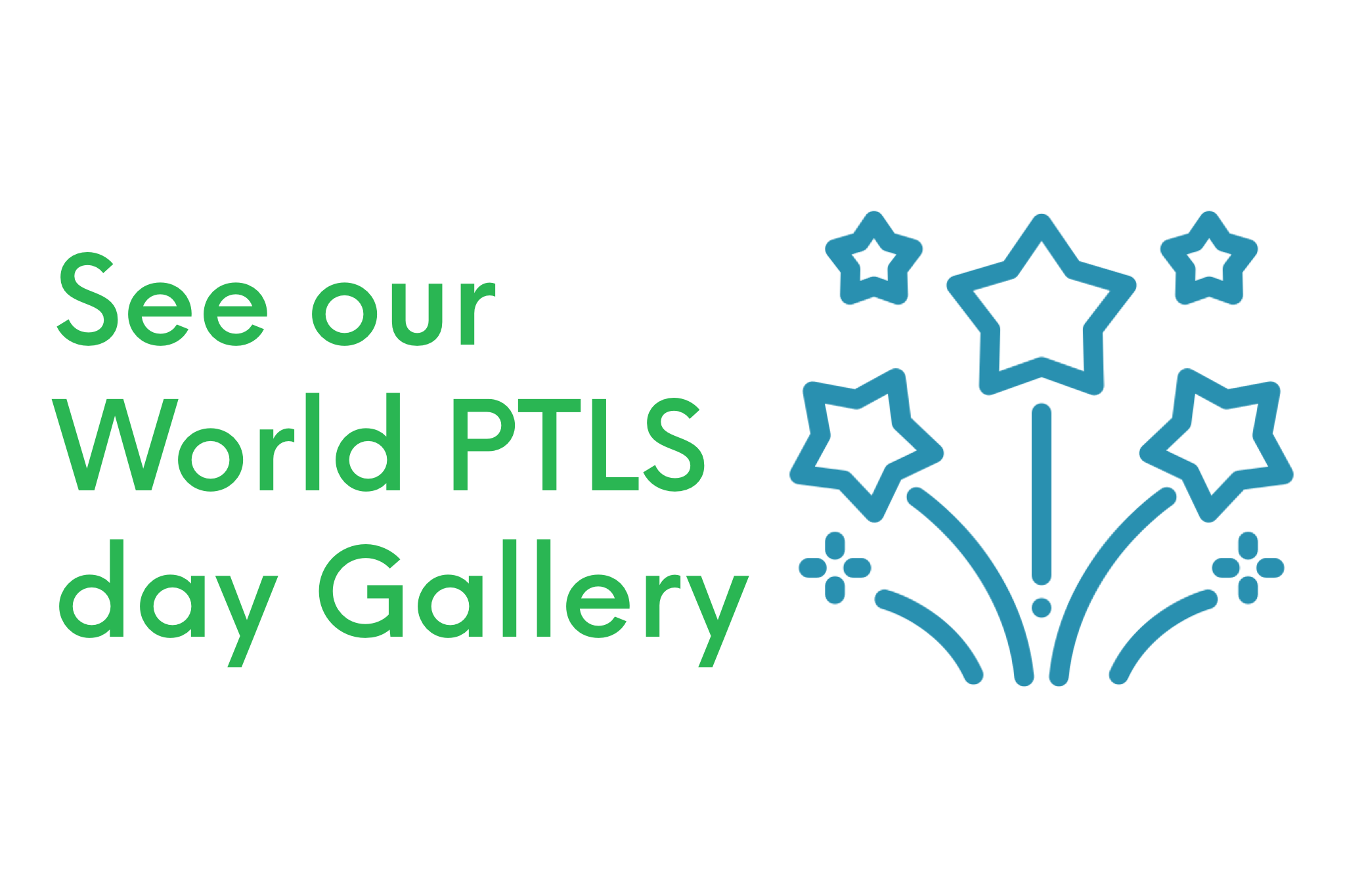 "See our World PTLS day Gallery" text with star and firework icons.