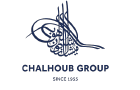 Chalhoub Group logo with a stylized emblem and company name in white text on a dark background.