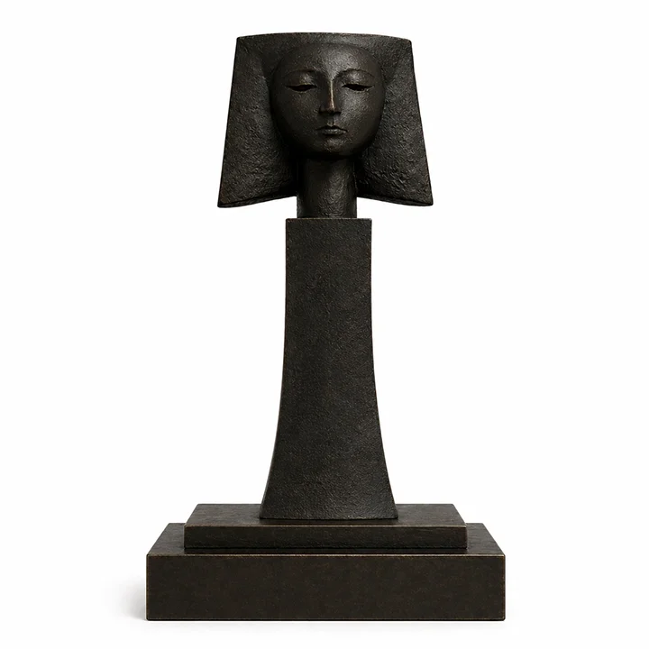  The Listener  
 Overall: 75”&nbsp; Base: 10”&nbsp; Figure: 65”   
 Patinated bronze, hand-finished surface  
 open edition &emsp; Inquire 