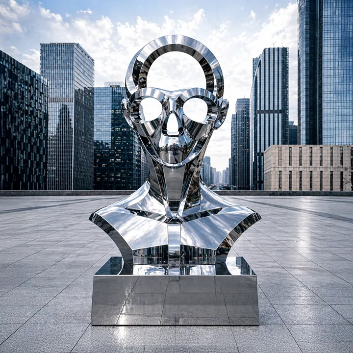 Vigil  
 Overall: 120”&nbsp; Base: 24”&nbsp; Head: 96”   
 316 stainless steel, mirror-polished finish  
 open edition &emsp; Inquire 