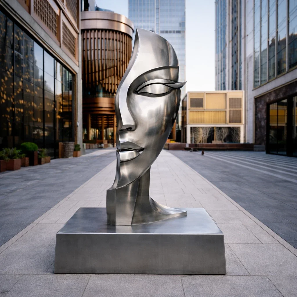  Parallax  
 hollow-fabricated 316 stainless steel, mirror-polished   
 94 x 43 x 35  inches (including base), 2026  
 open edition &emsp; Inquire 
