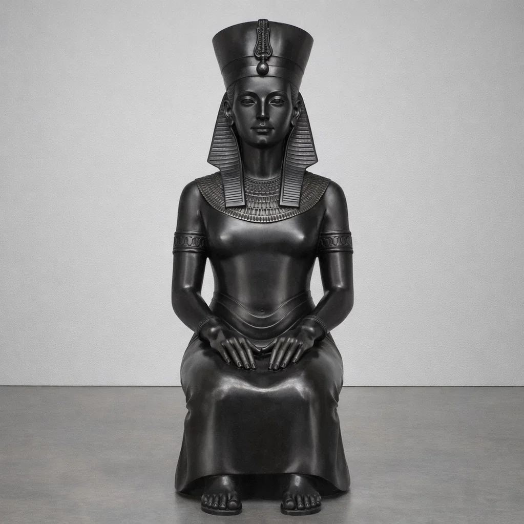  The Seated Authority  
 cast bronze with matte black patina   
 61 x 26 x 22  inches (including base), 2026  
 open edition &emsp; Inquire 

