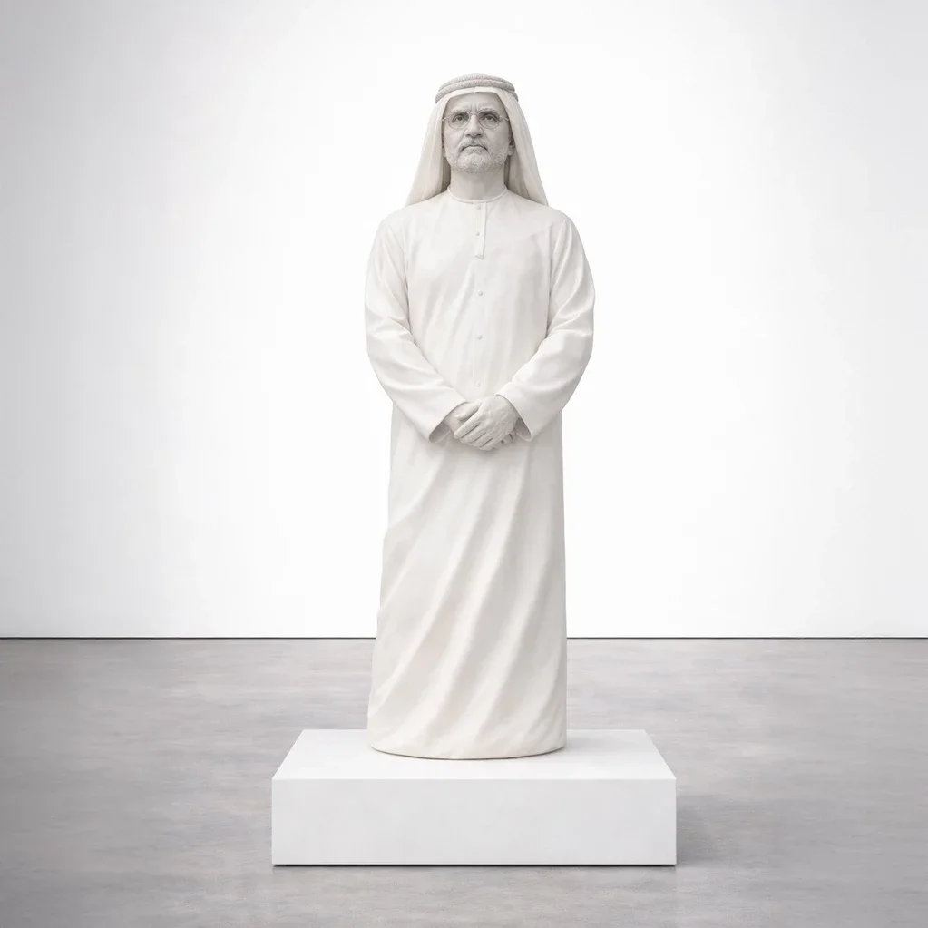  Untitled (Figure I)  
 reinforced plaster composite with mineral finish   
 82 x 32 x 28  inches (including base), 2026  
 edition of 4 &emsp; Inquire 
