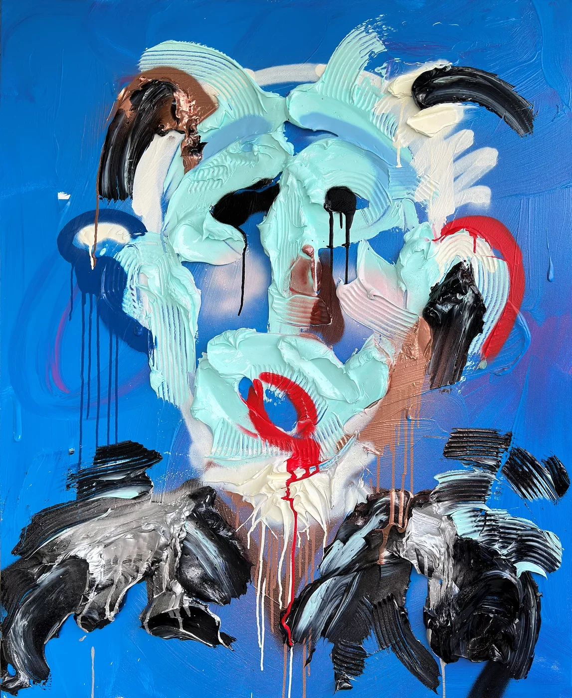  Psychopomp No. 1  
 acrylic, gel medium on canvas   
 48 x 40 x 1.5 inches, 2026  
 USD 25,000 (FOB Toronto) &emsp; Inquire 
