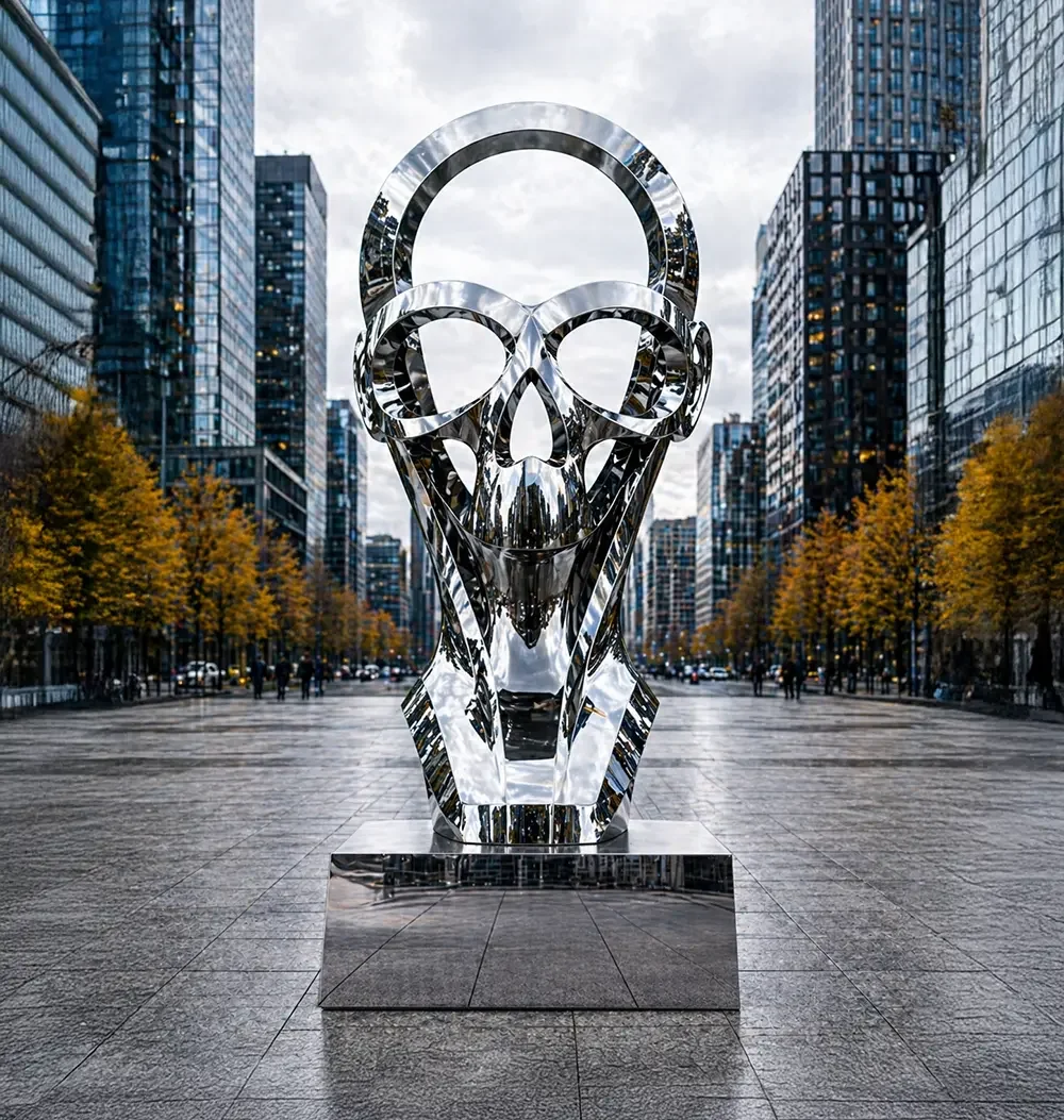  Vigilance  
 Overall: 120”&nbsp; Base: 24”&nbsp; Head: 96”   
 316 stainless steel, mirror-polished finish  
 open edition &emsp; Inquire 