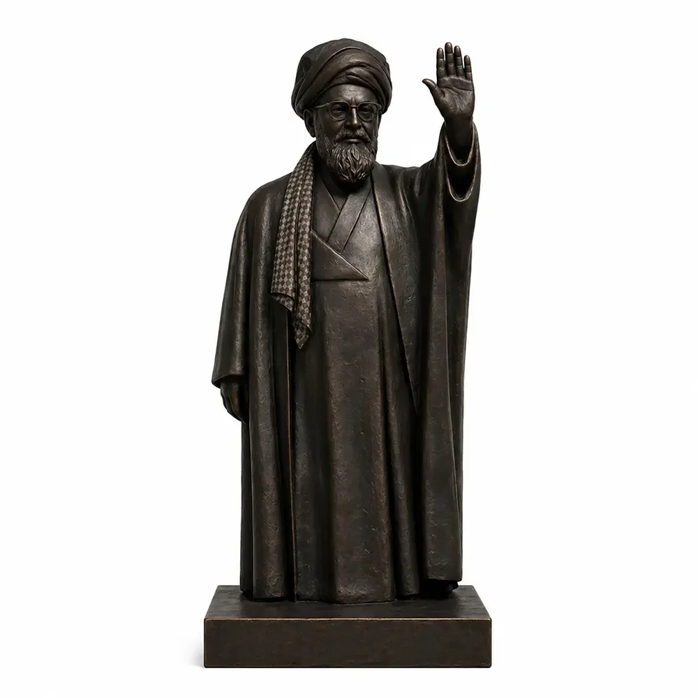  Sentinel  
 Overall: 68”&nbsp; Base: 8”&nbsp; Figure: 60”   
 Patinated bronze, hand-finished surface  
 edition of 4 &emsp; Inquire 
