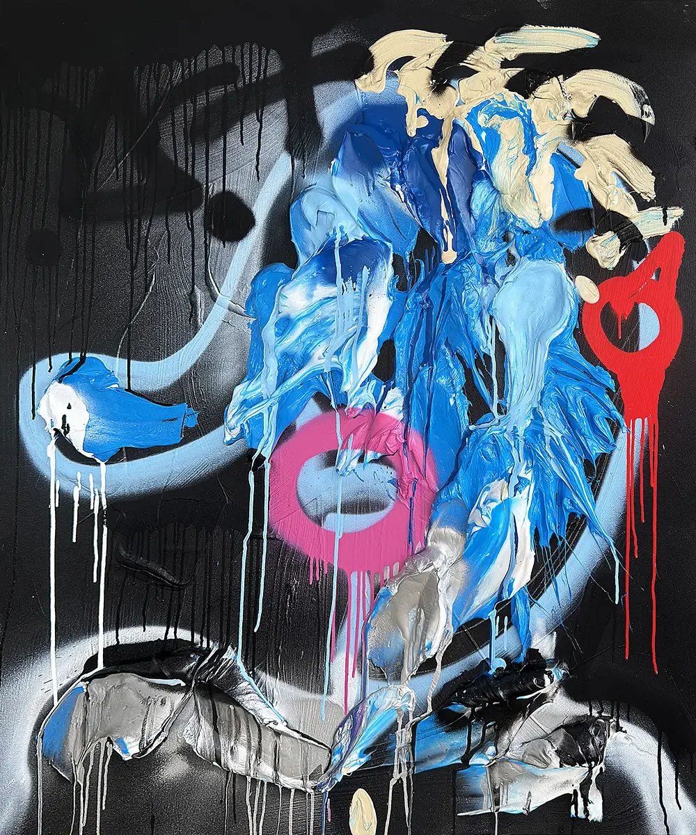  Psychopomp No. 12  
 acrylic, gel medium on canvas   
 48 x 40 x 1.5 inches, 2026  
 USD 25,000 (FOB Toronto) &emsp; Inquire 
