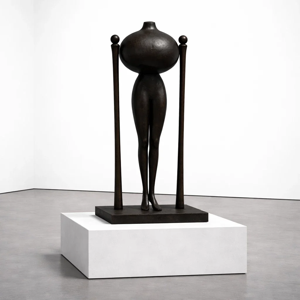  Pillar Figure (Headless Study I)  
 cast bronze with matte black patina   
 96 x 40 x 30  inches (including base), 2026  
 open edition &emsp; Inquire 
