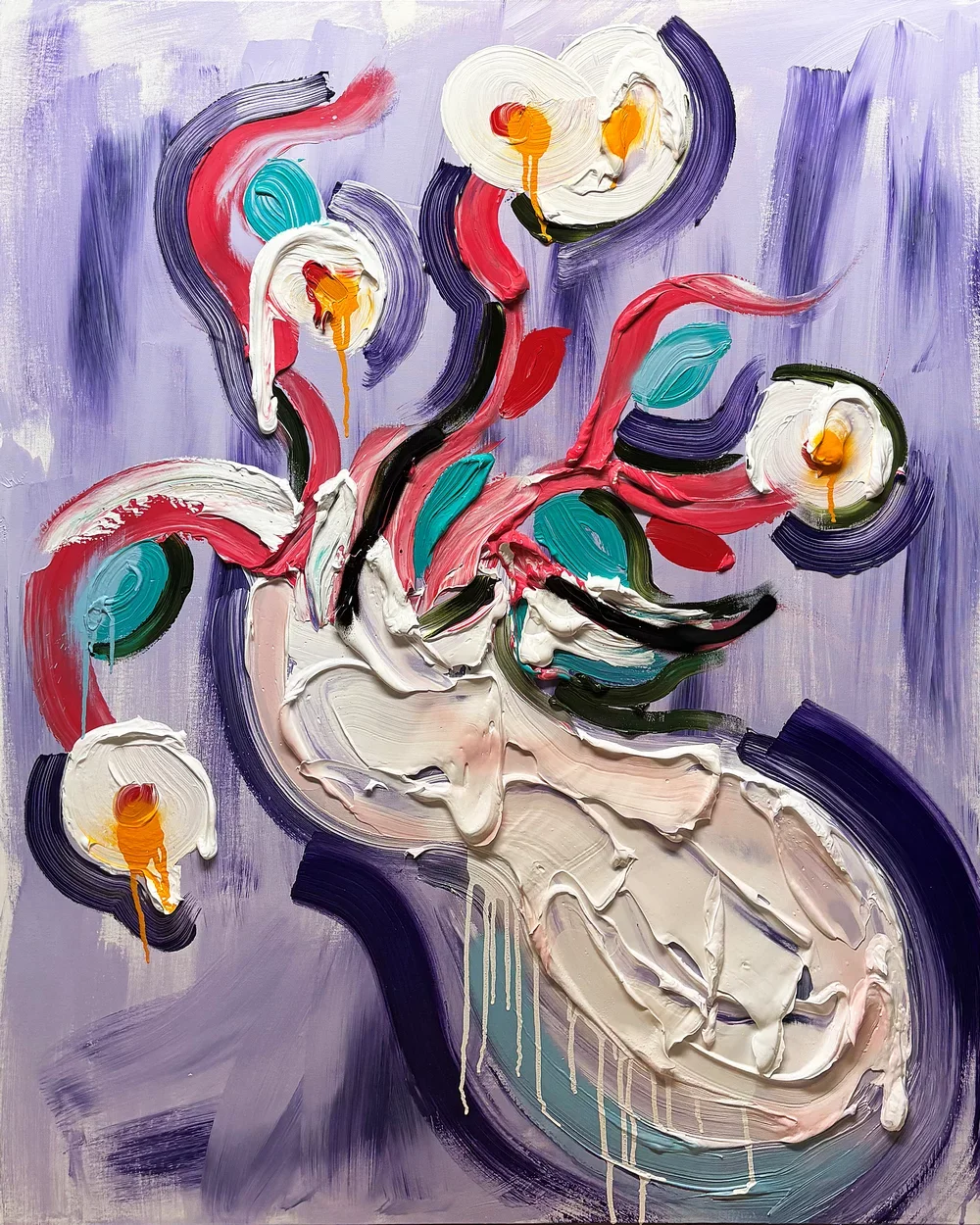  Florali No. 1  
 acrylic, gel medium on canvas   
 48 x 40 x 1.5 inches, 2026  
 USD 25,000 (FOB Toronto) &emsp; Inquire 