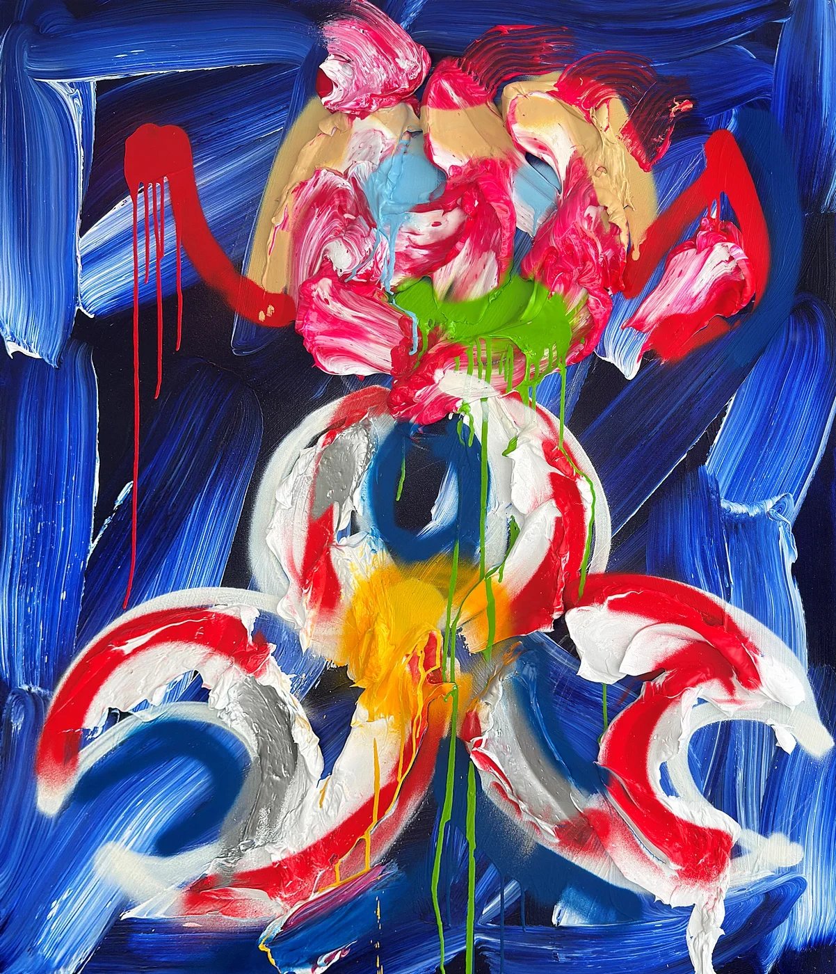  Psychopomp No. 4  
 acrylic, gel medium on canvas   
 48 x 40 x 1.5 inches, 2026  
 USD 25,000 (FOB Toronto) &emsp; Inquire 
