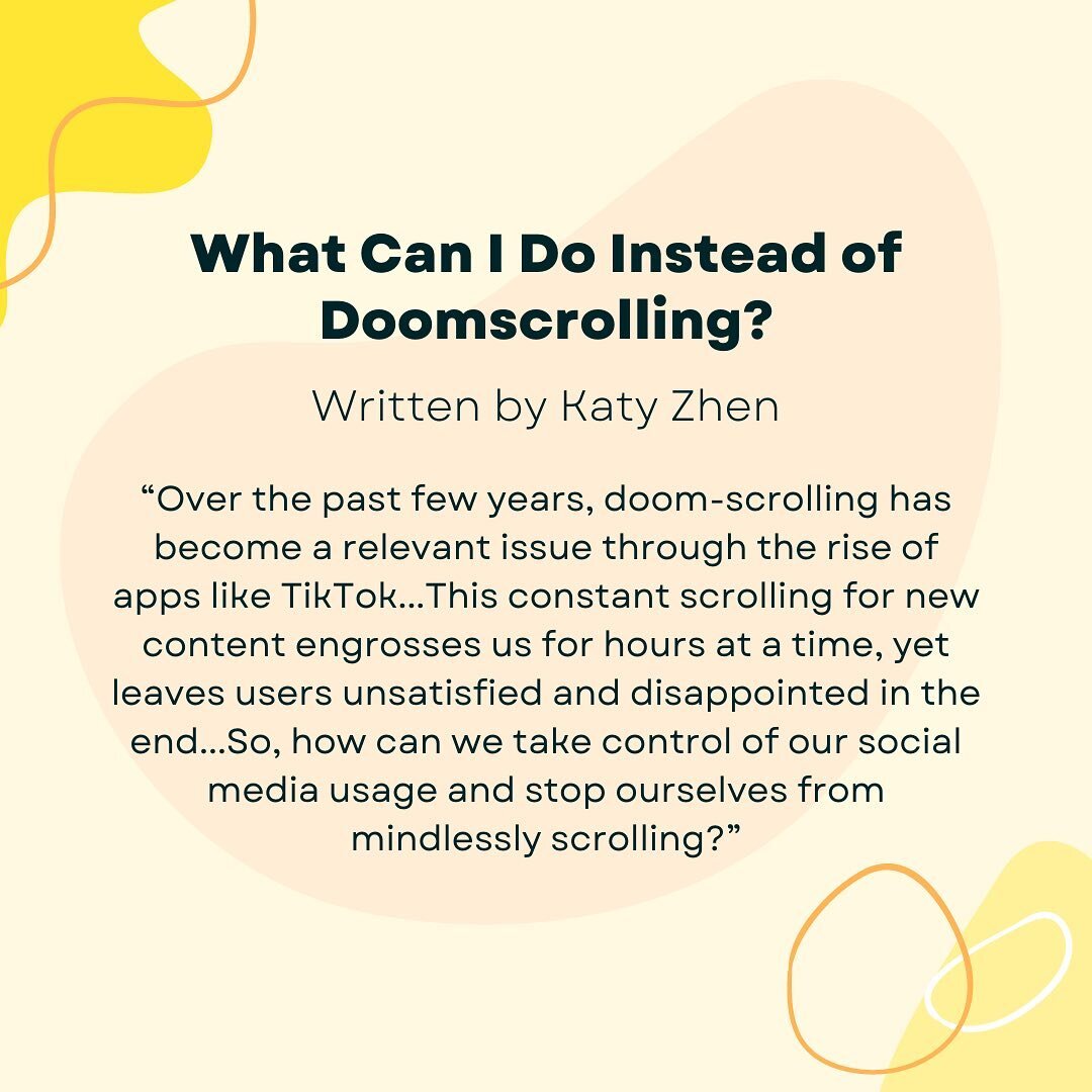 In Katy&rsquo;s new piece &ldquo;What Can I Do Instead of Doom-Scrolling&rdquo; she shares tips and strategies to overcome the urge to scroll endlessly. Through some humorous bits, she provides an opportunity to shift this habit. Read at the link in 