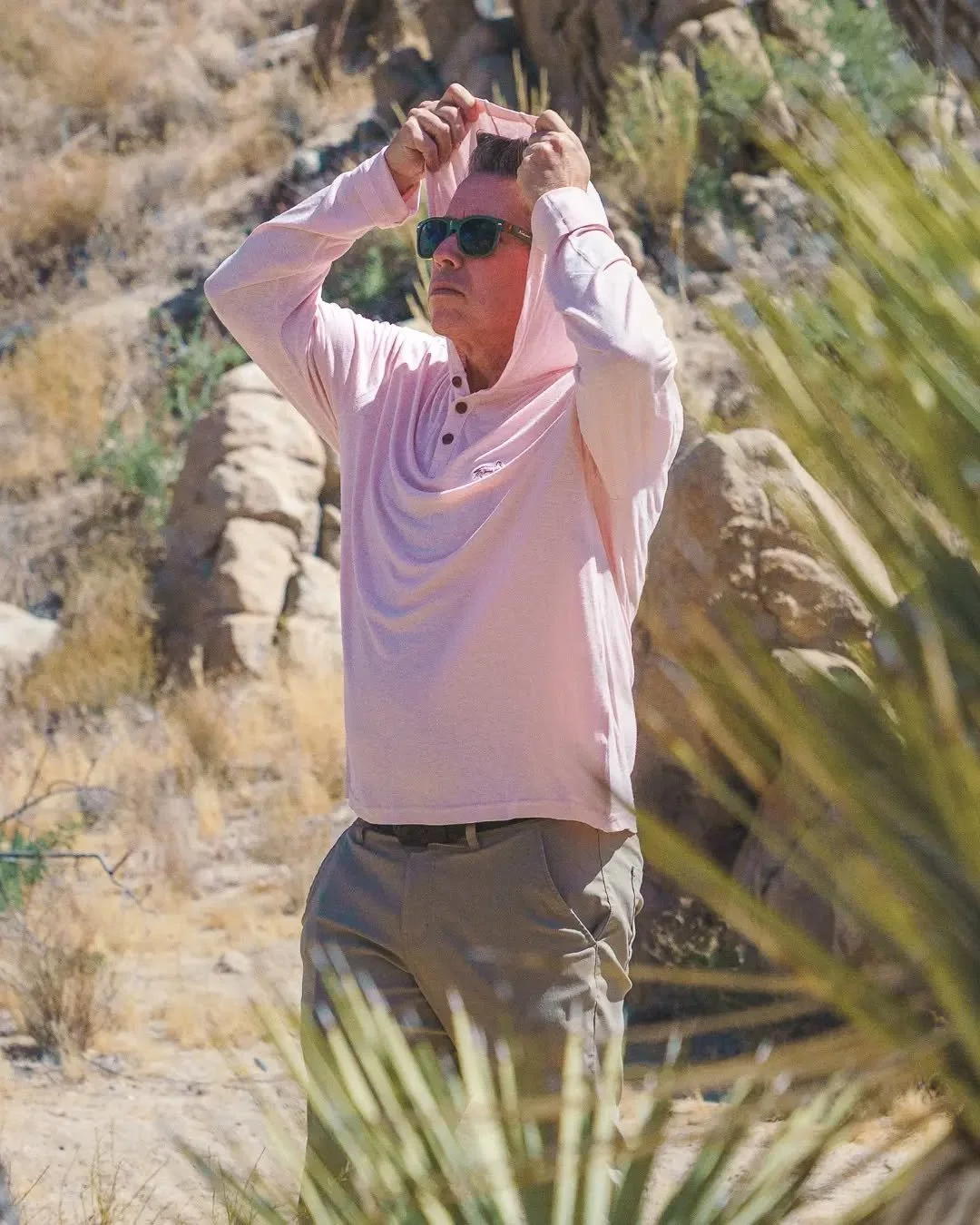 I found the ultimate shirt for hiking in the desert heat! This is the White Sands henley in Prickly Pear (Dusty Pink) from @terlinguathreads.

This hooded henley is loose-fitting, soft, and SO comfortable!&nbsp;

It features extra-long sleeves and re