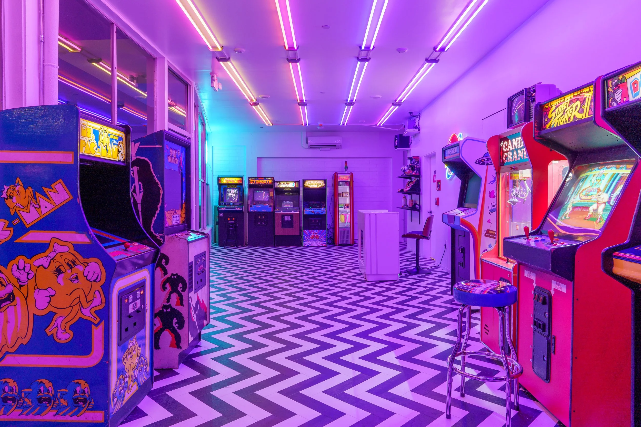 Hi-Orbit Games Arcade with Neon Lights
