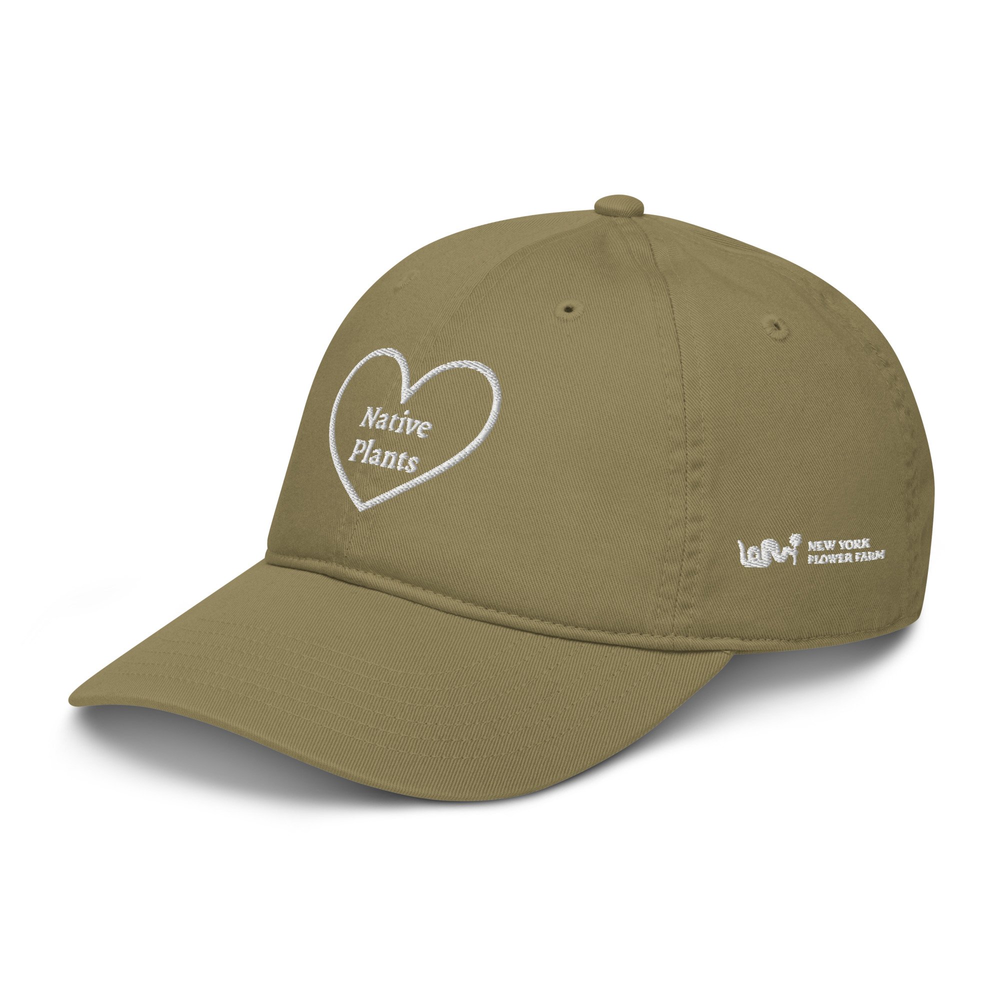 Organic Dad Hat embroidered “I Love Native Plants” Heart | Plant Lover Hat
