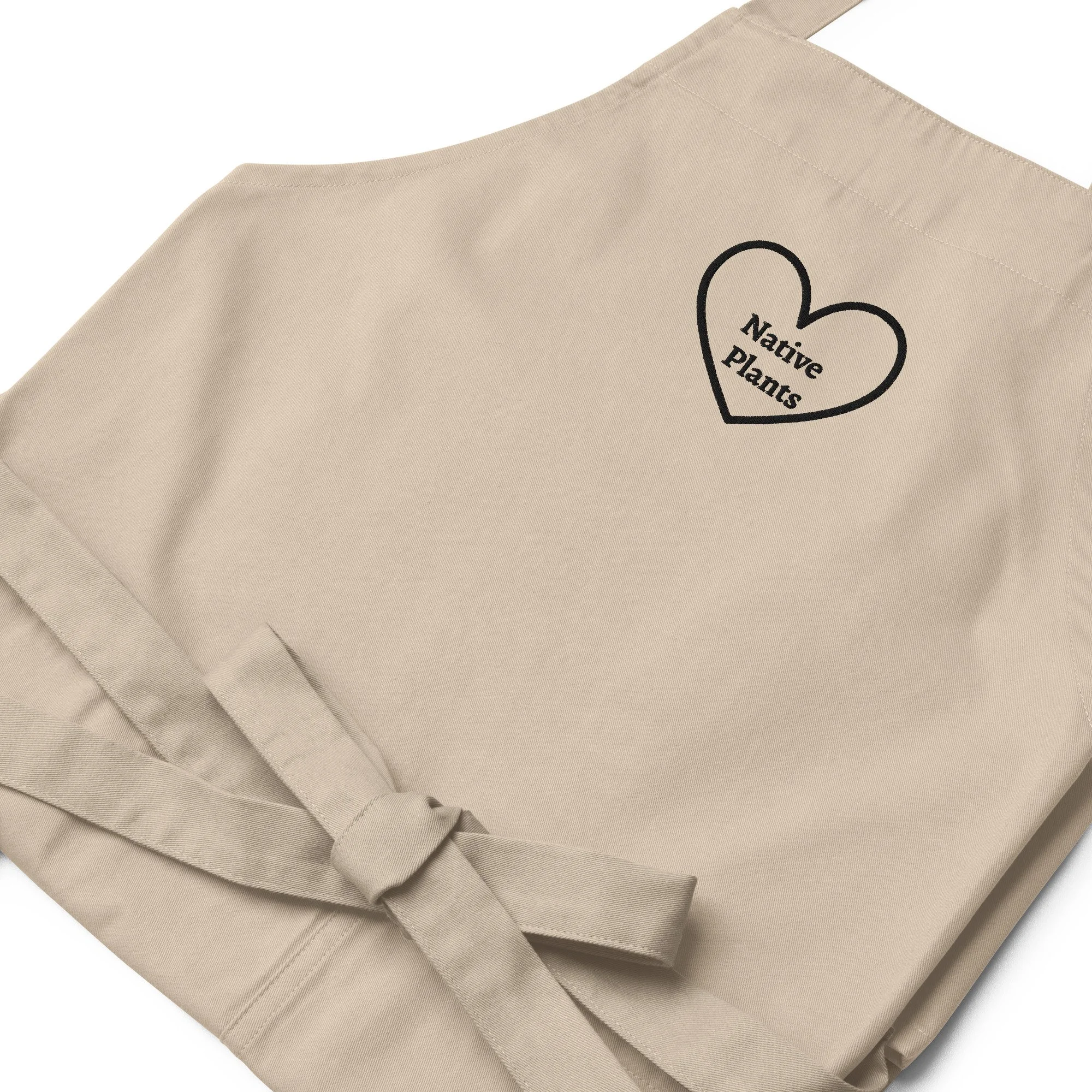 Organic Cotton Apron “I Love Native Plants” Heart | Garden & Kitchen Apron