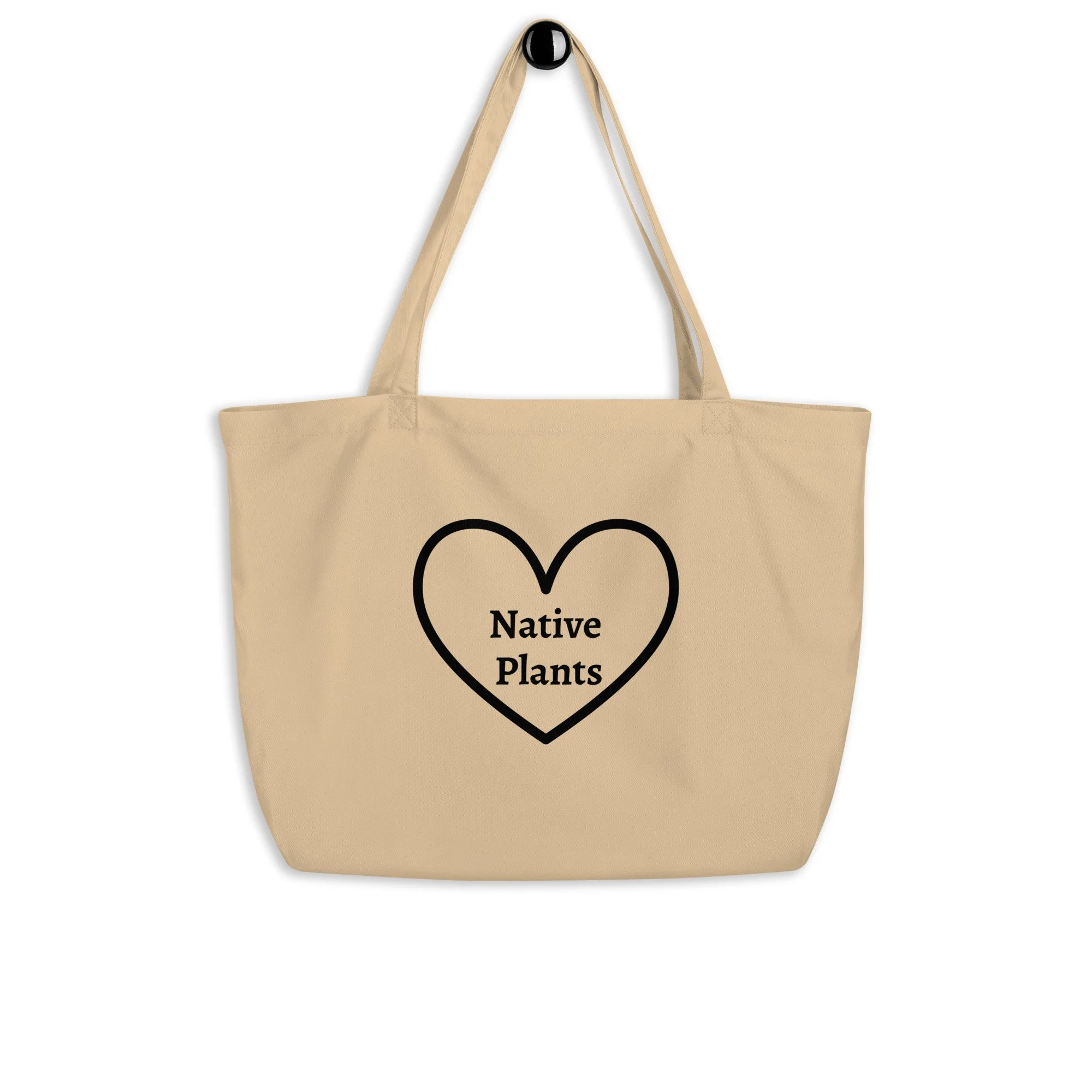 Large Organic Tote Bag “I Love Native Plants” | Eco-Friendly Carryall