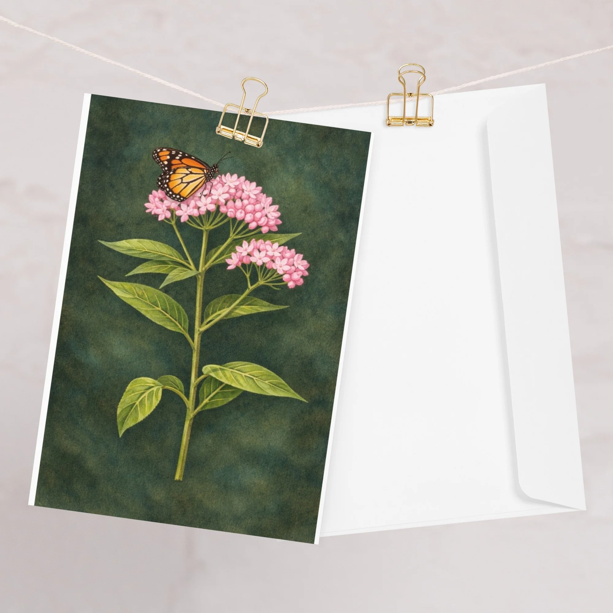Swamp Milkweed & Monarch Butterfly Greeting Card | Native Pollinator Design