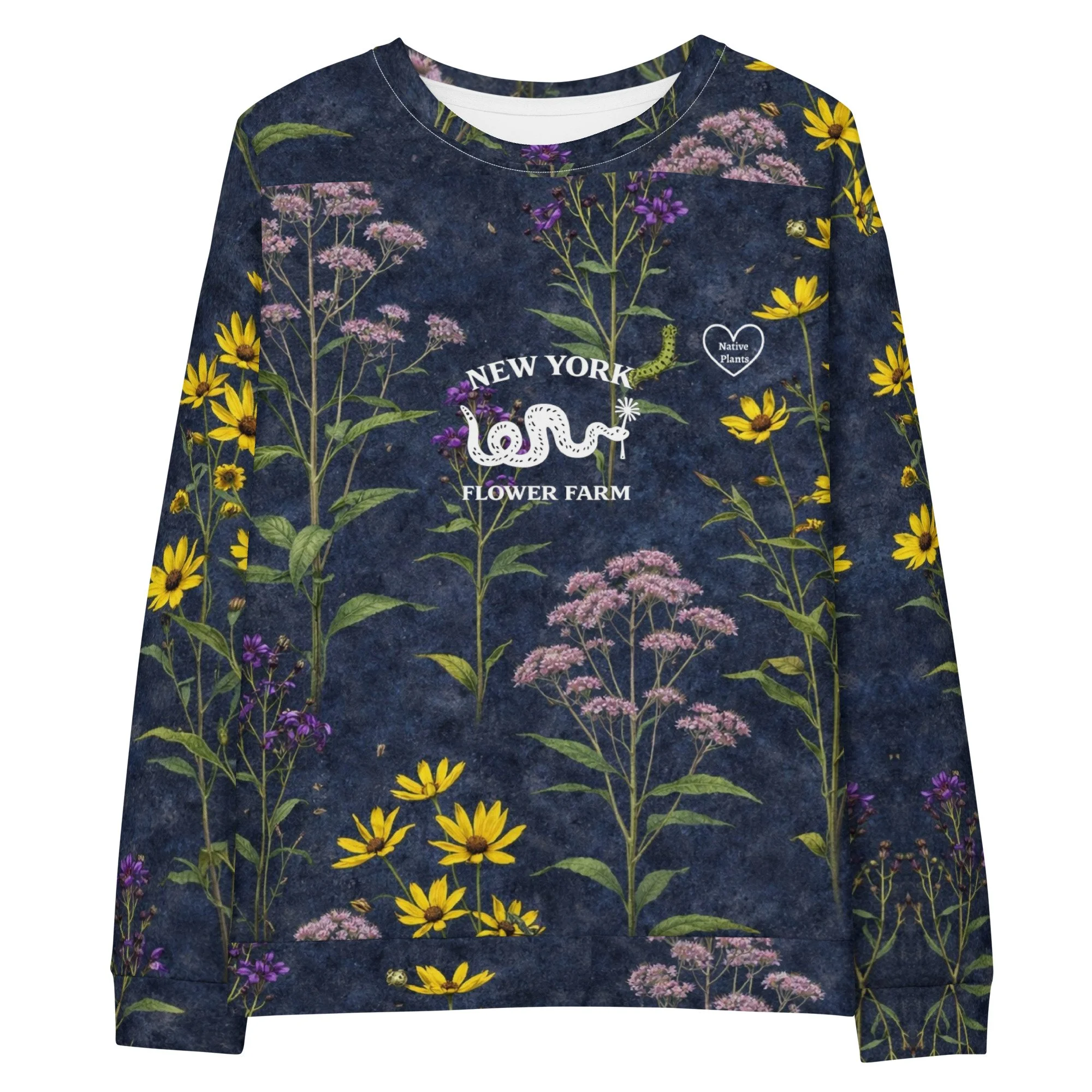 Unisex Cotton Sweatshirt with Native Sunflower, Ironweed & Joe-Pye Weed Floral Pattern
